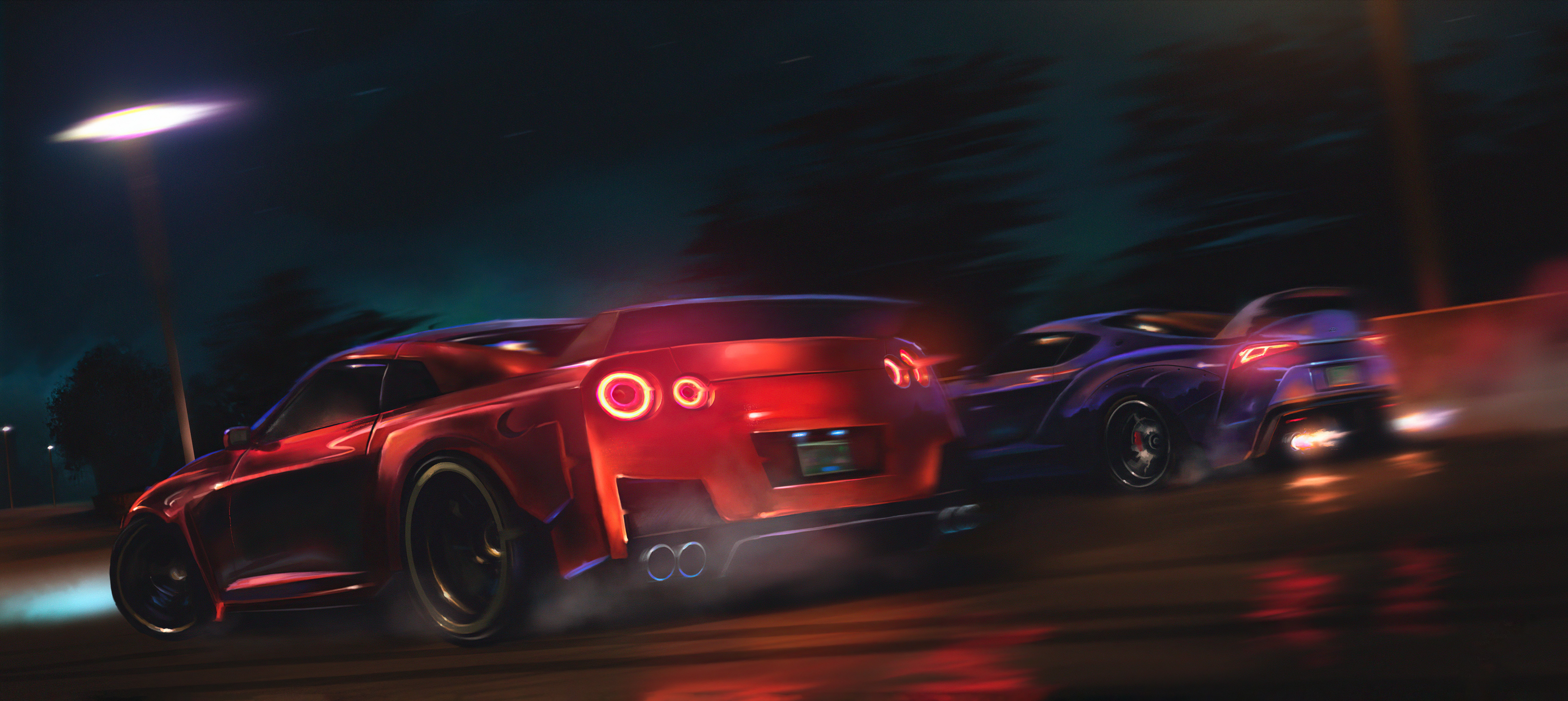 Need for Speed cars racing at night HD Wallpaper
