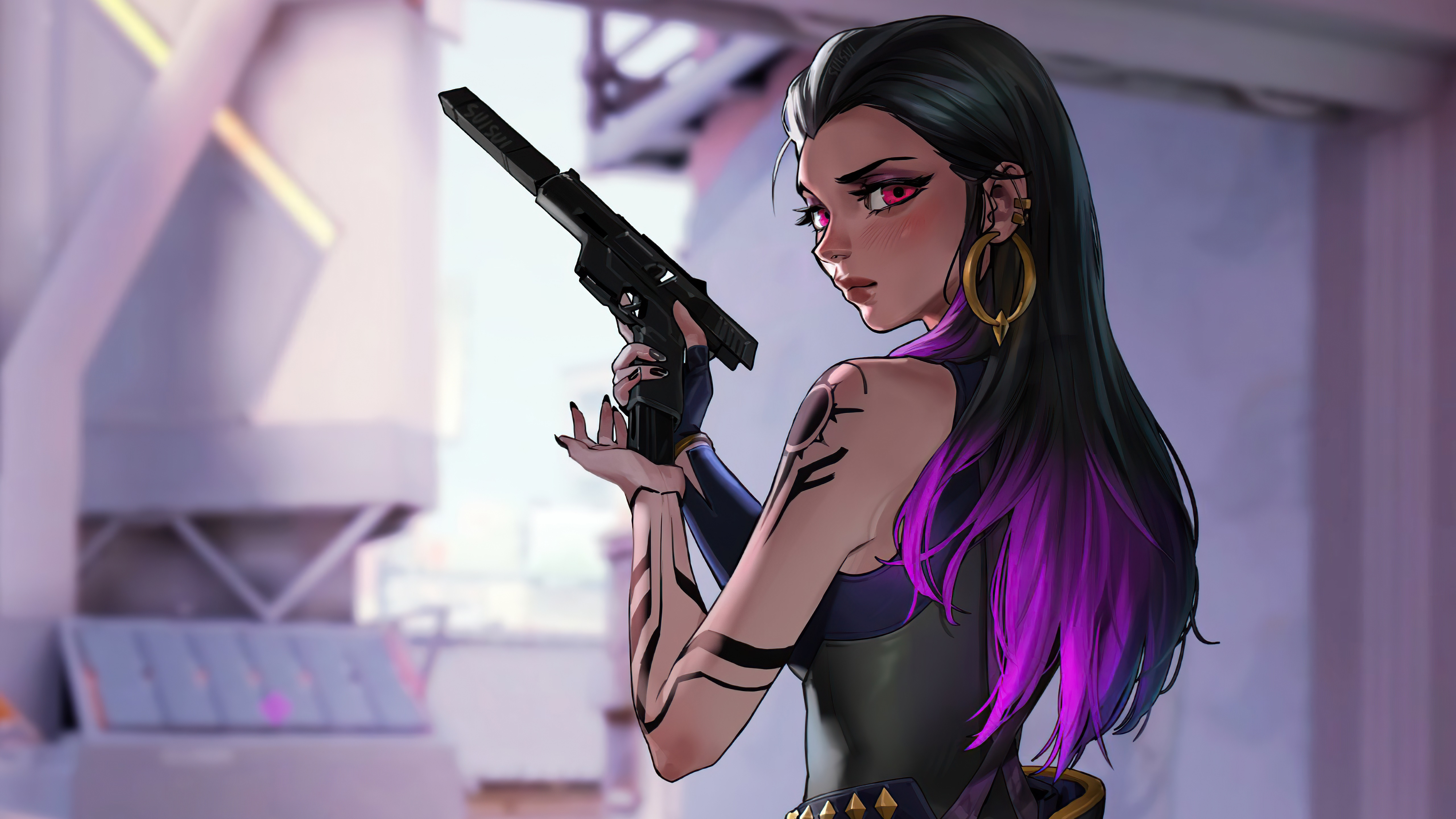Reyna from Valorant holding a pistol HD Wallpaper