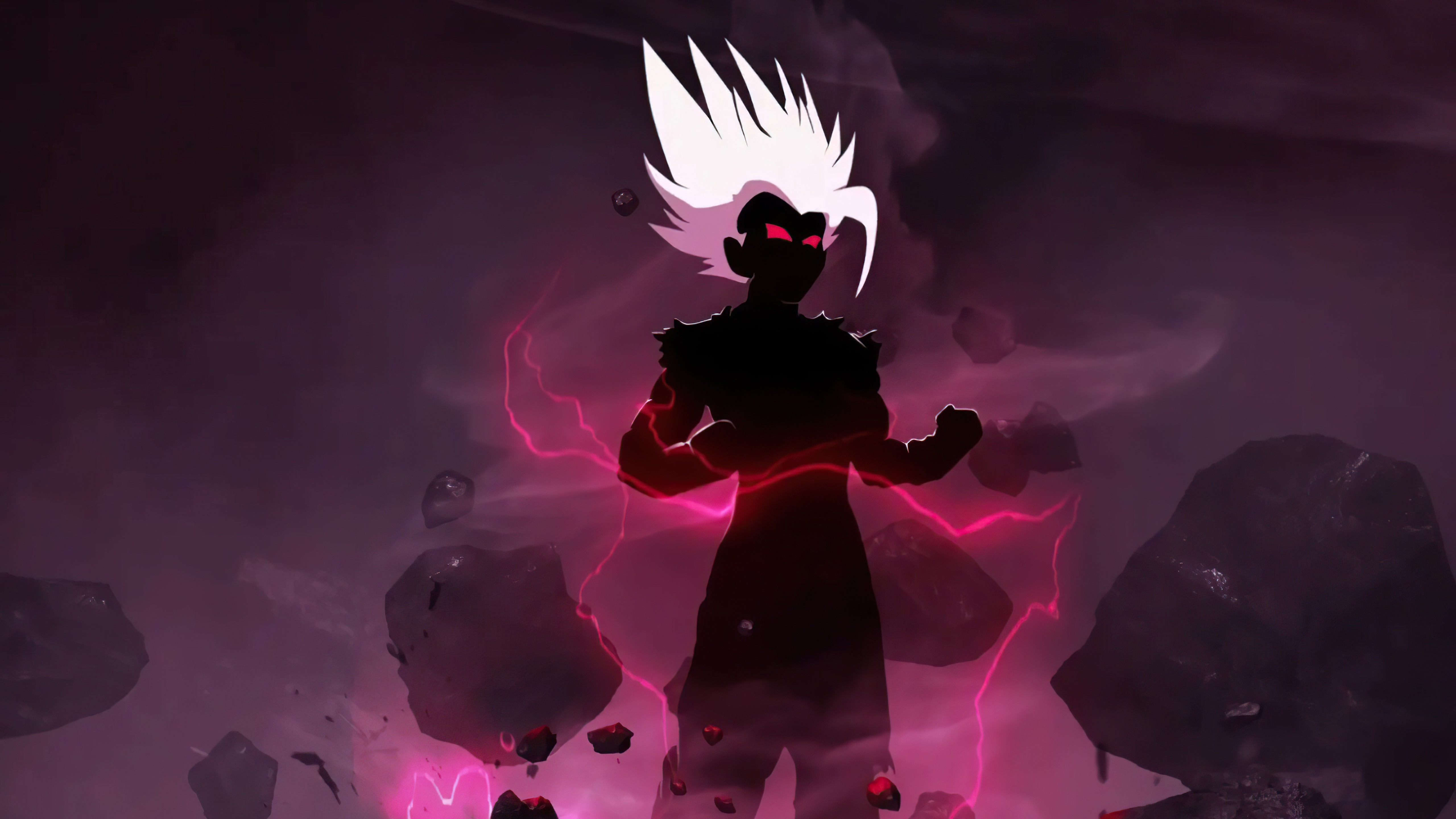 Anime boy with spiky white hair and red eyes HD Wallpaper