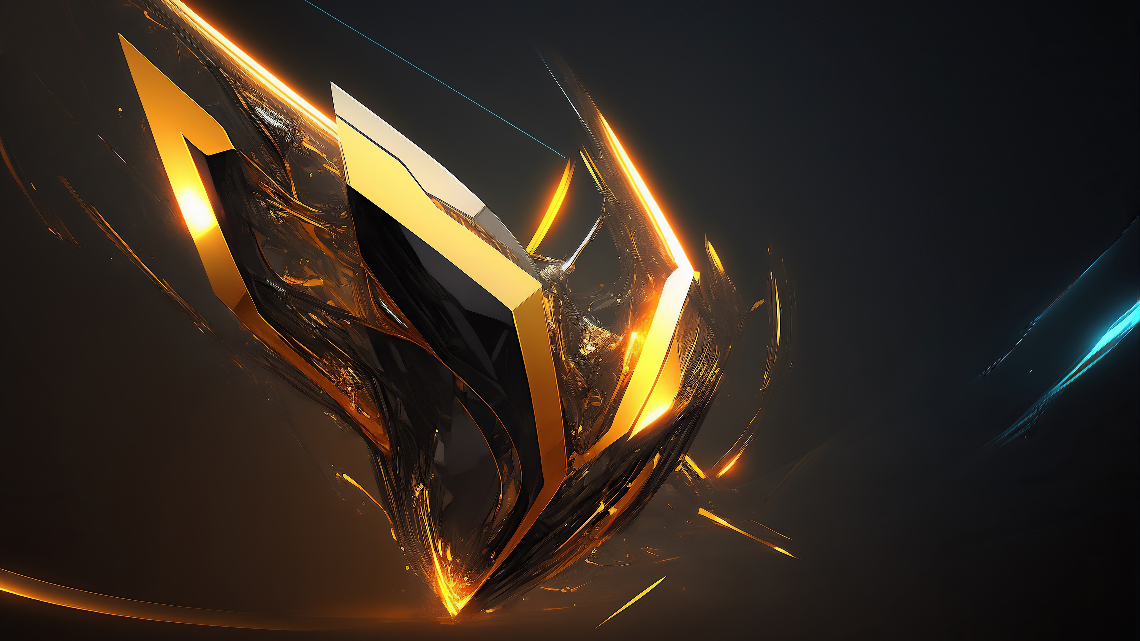 Abstract golden and black digital art 4K HD Wallpaper