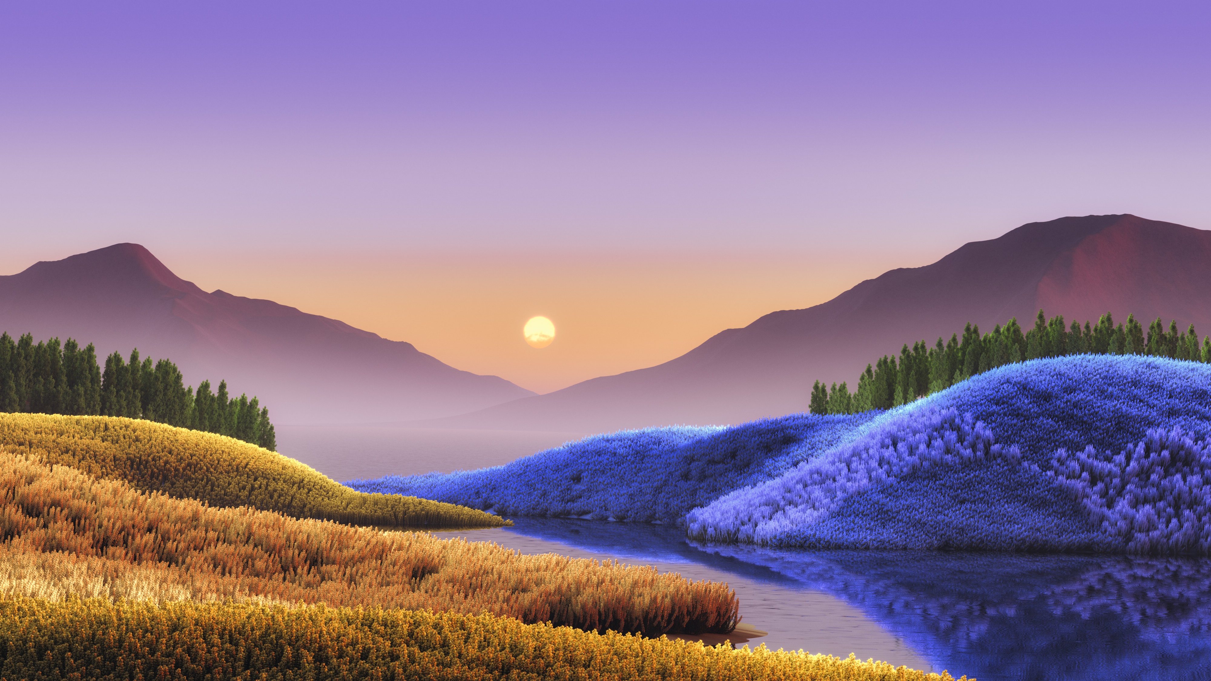 Windows 4K landscape at dusk HD Wallpaper