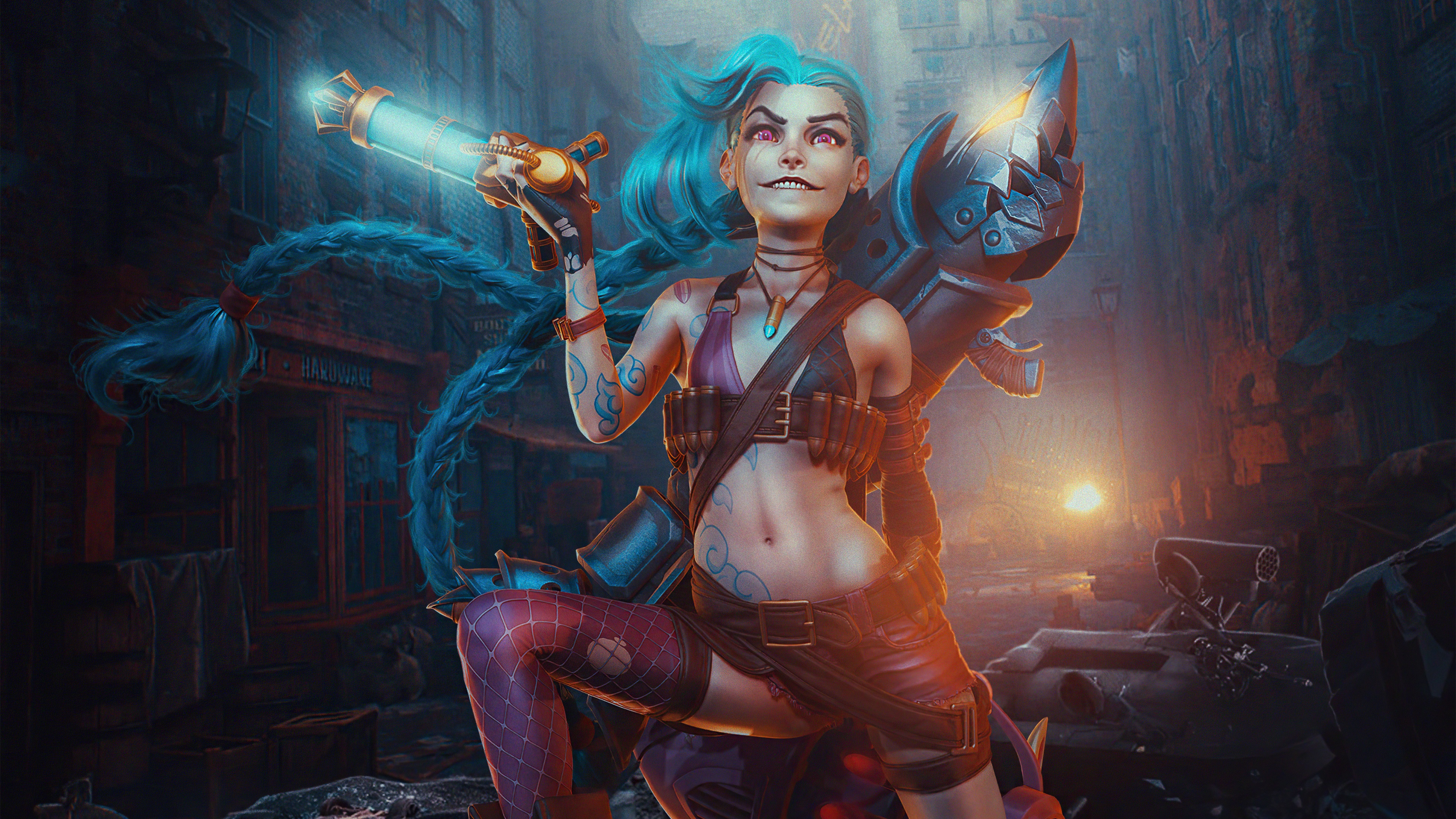 Jinx from League of Legends in Arcane 4K HD Wallpaper