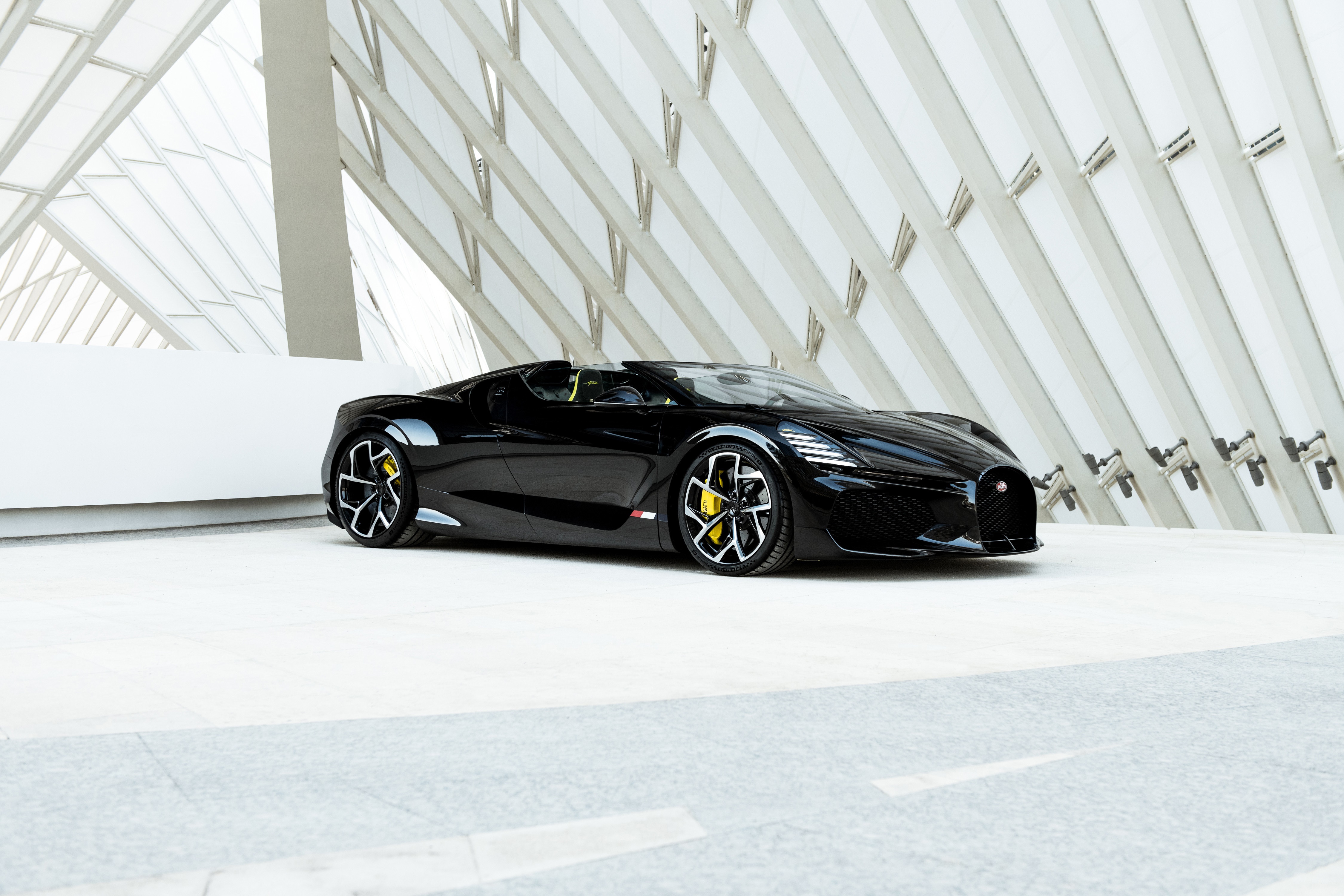 Black Bugatti W16 Mistral Roadster HD Wallpaper