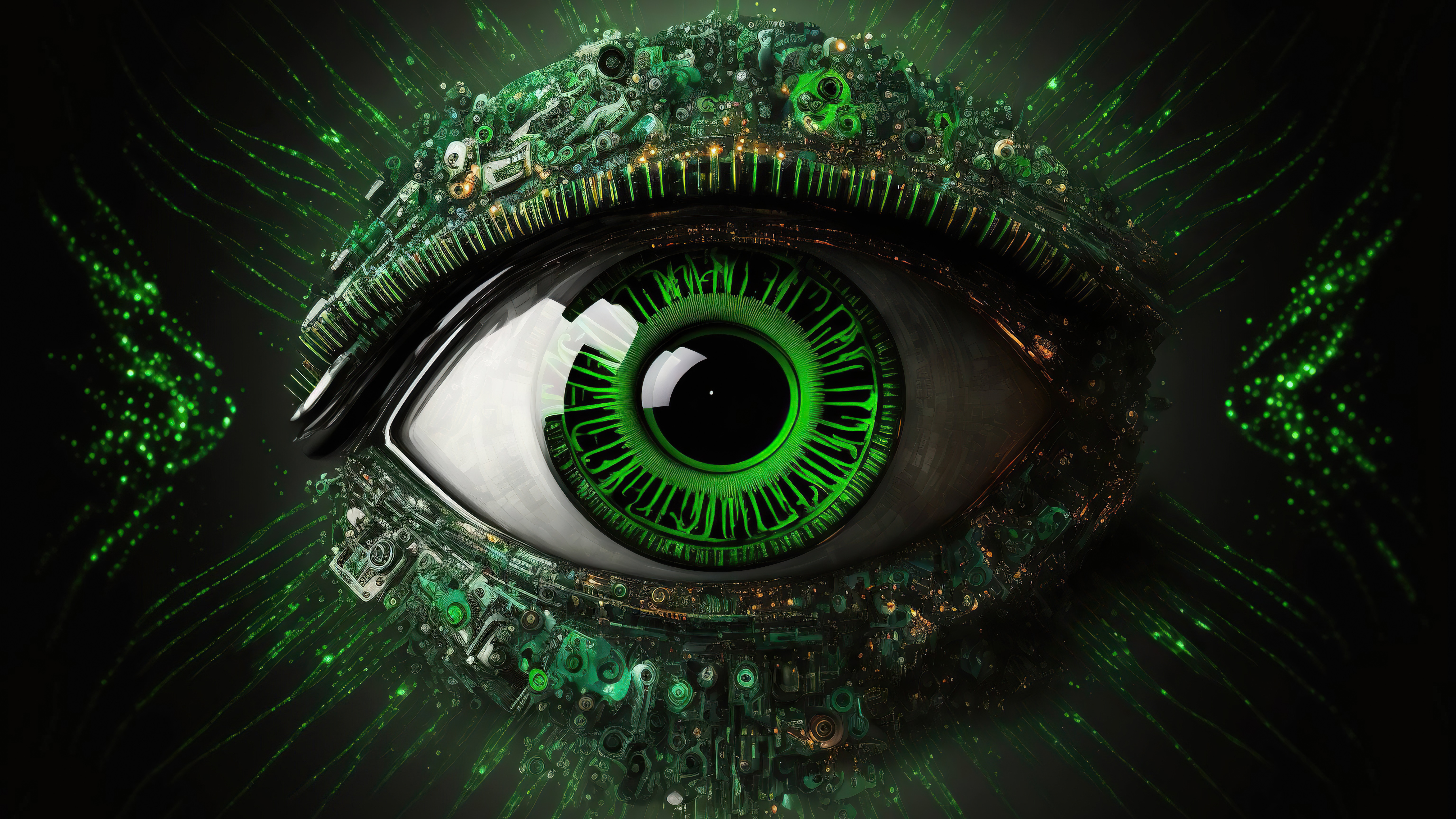 Sci-fi digital artwork of a mechanical eye HD Wallpaper