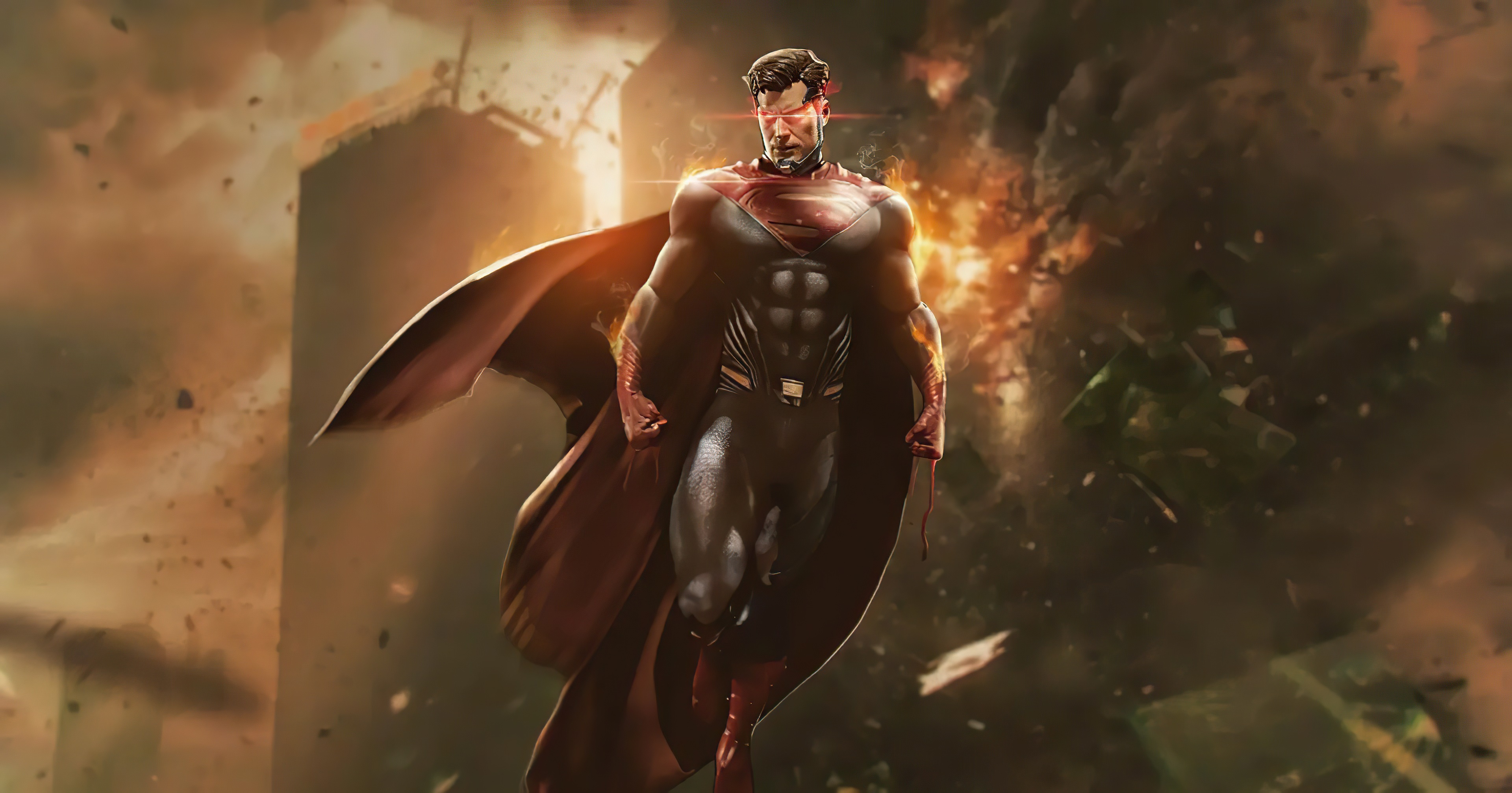 Superman in a destroyed environment, digital art 4K HD Wallpaper