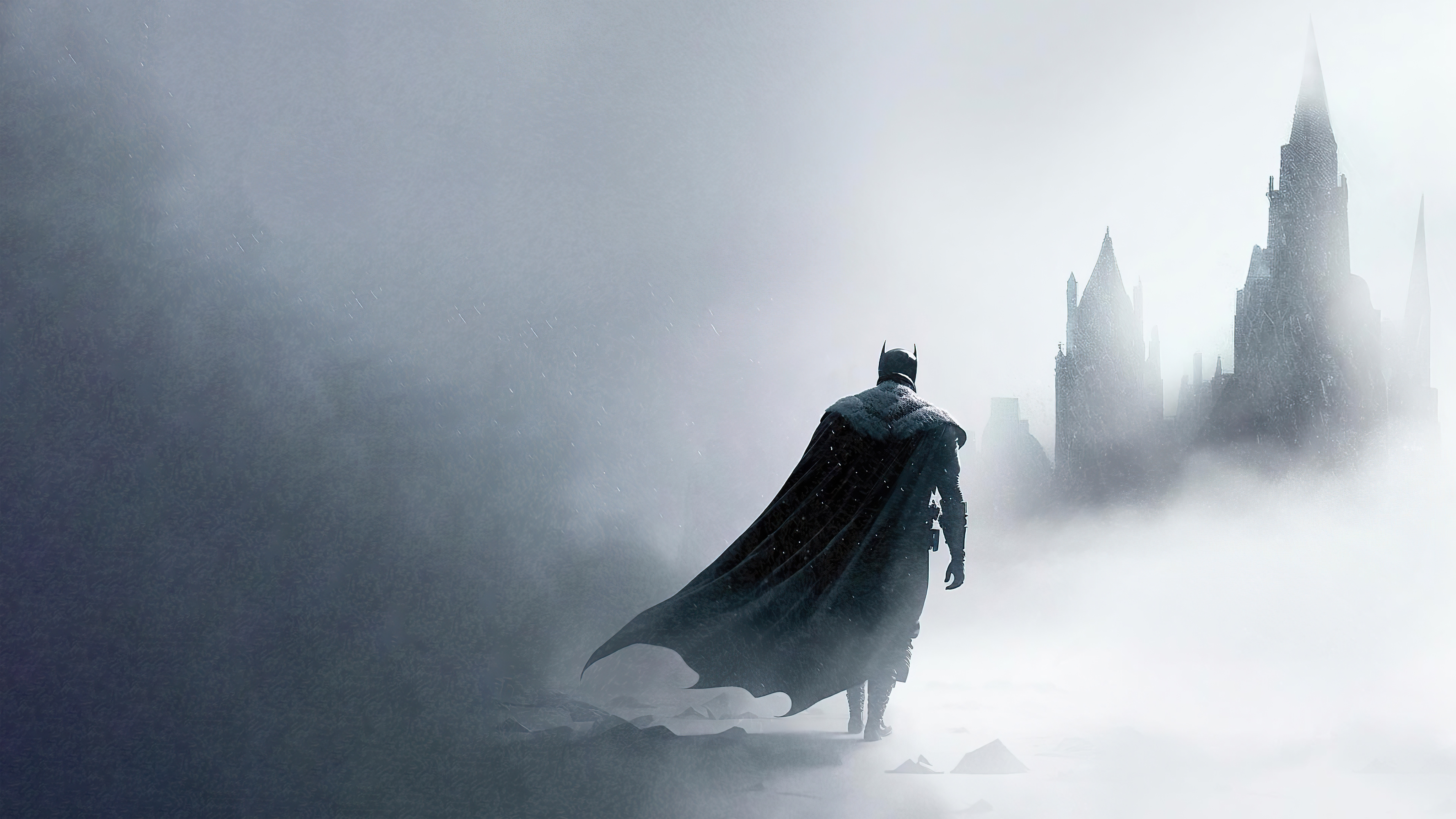 Batman in a foggy city HD Wallpaper