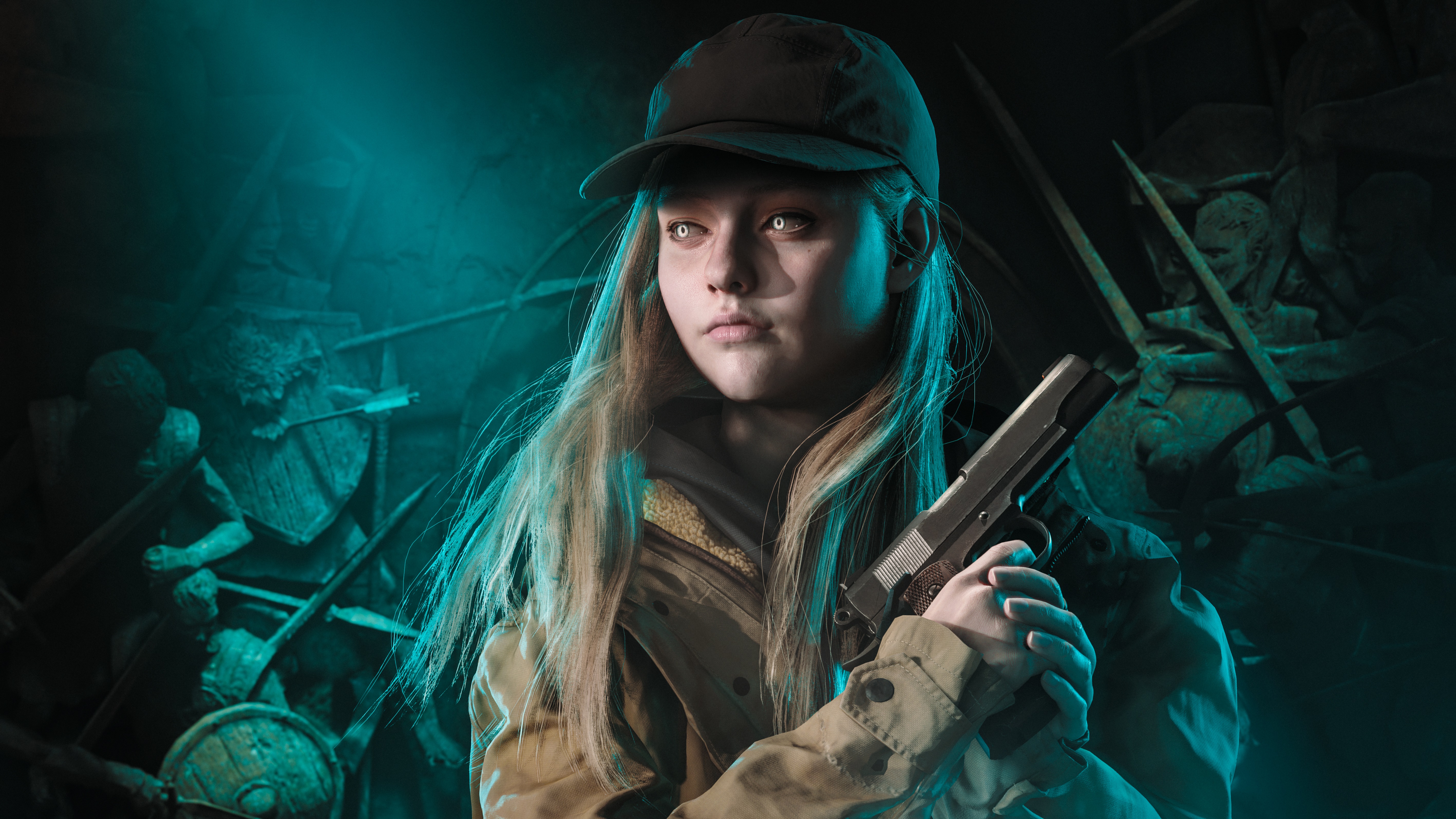 Rose Winters from Resident Evil holding a pistol HD Wallpaper