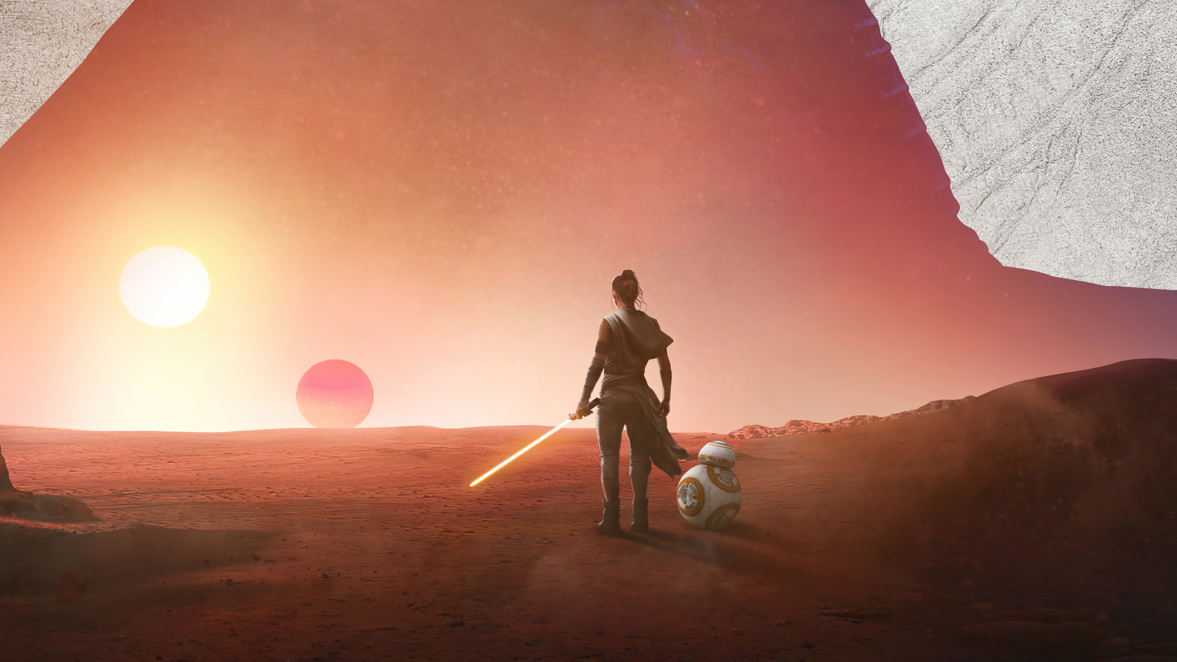Rey and BB-8 on Tatooine HD Wallpaper