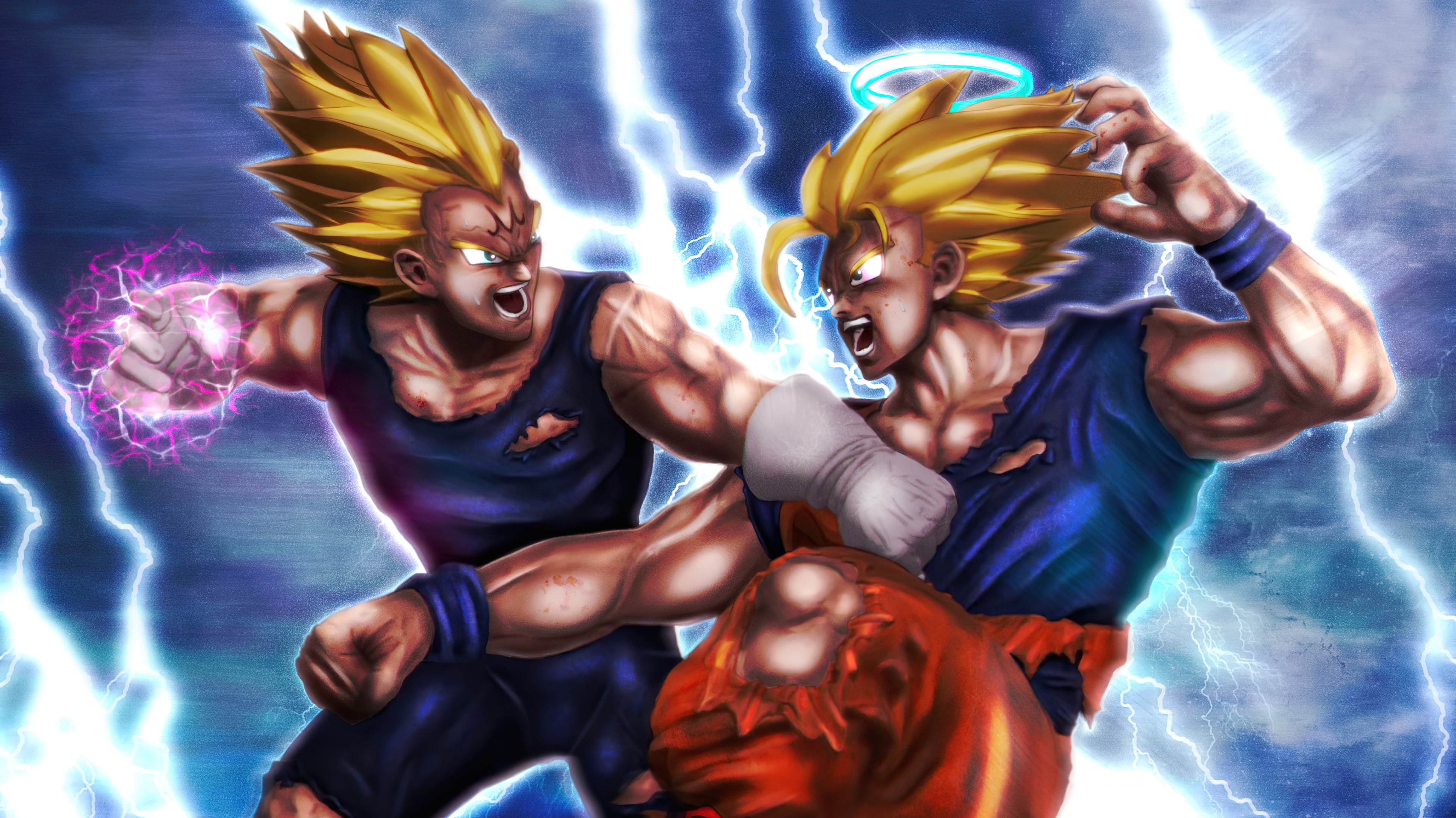 Vegeta and Goku from Dragon Ball fighting HD Wallpaper