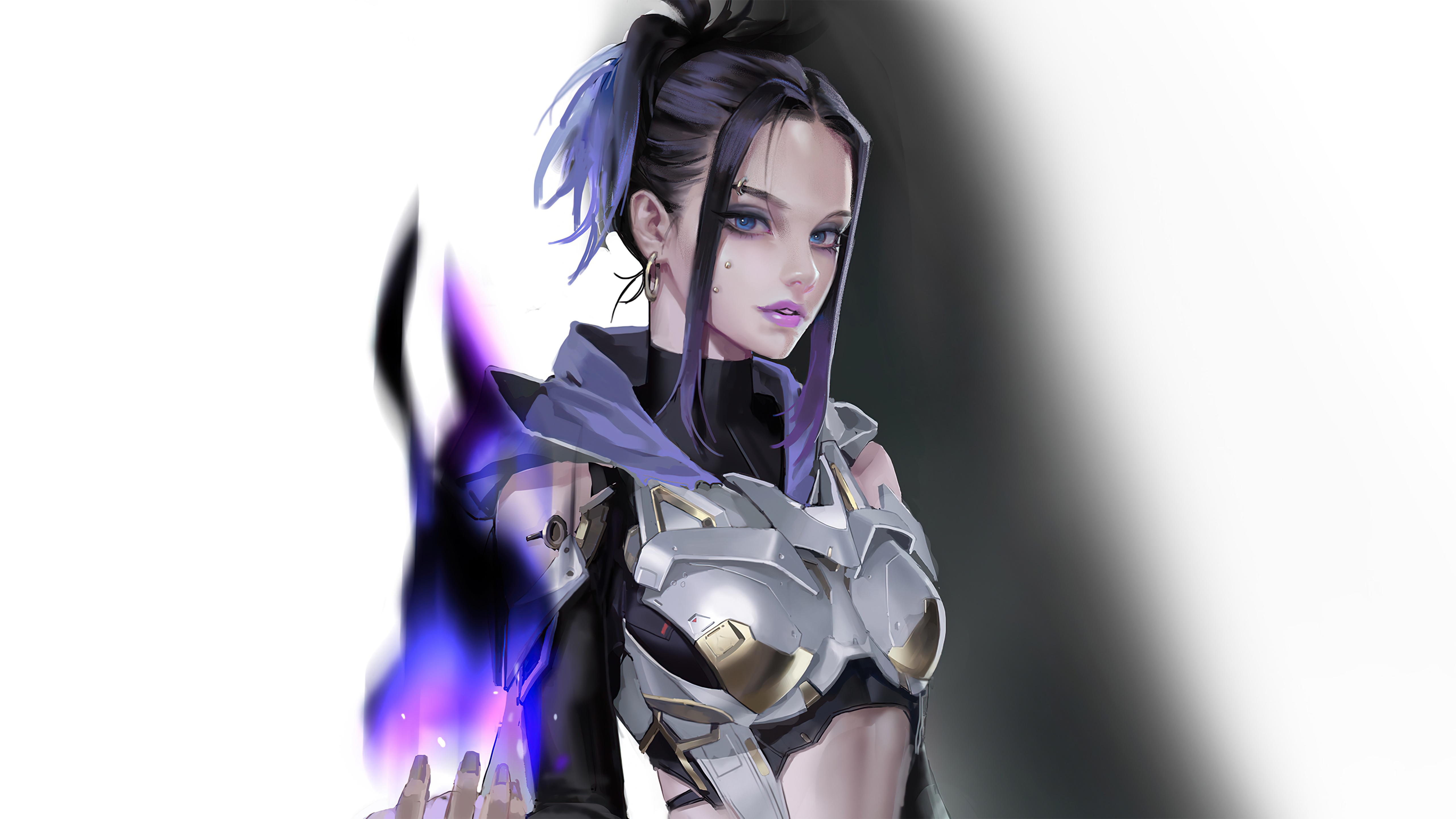 Sci-fi woman with purple energy HD Wallpaper
