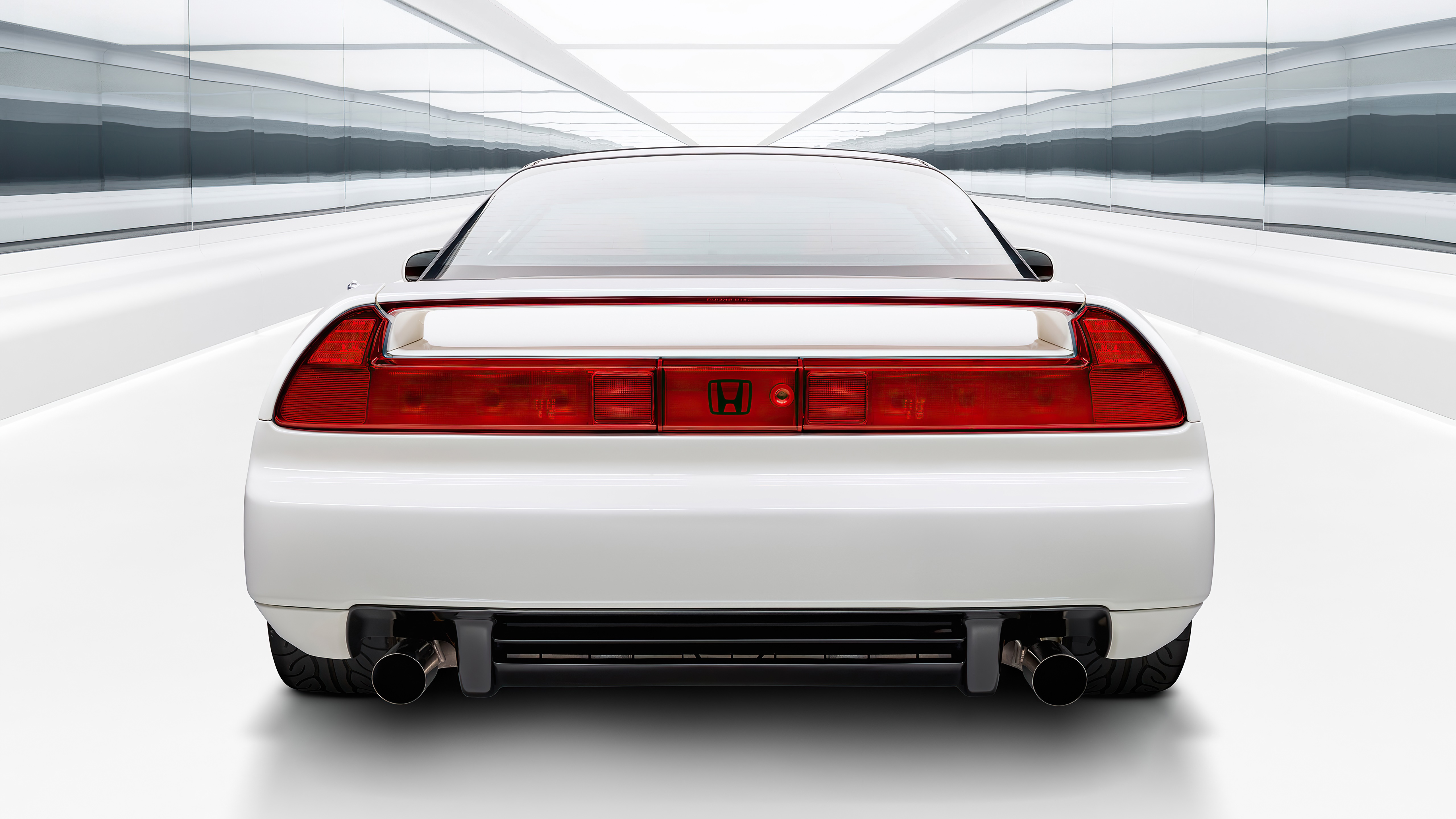 White Honda NSX rear view HD Wallpaper