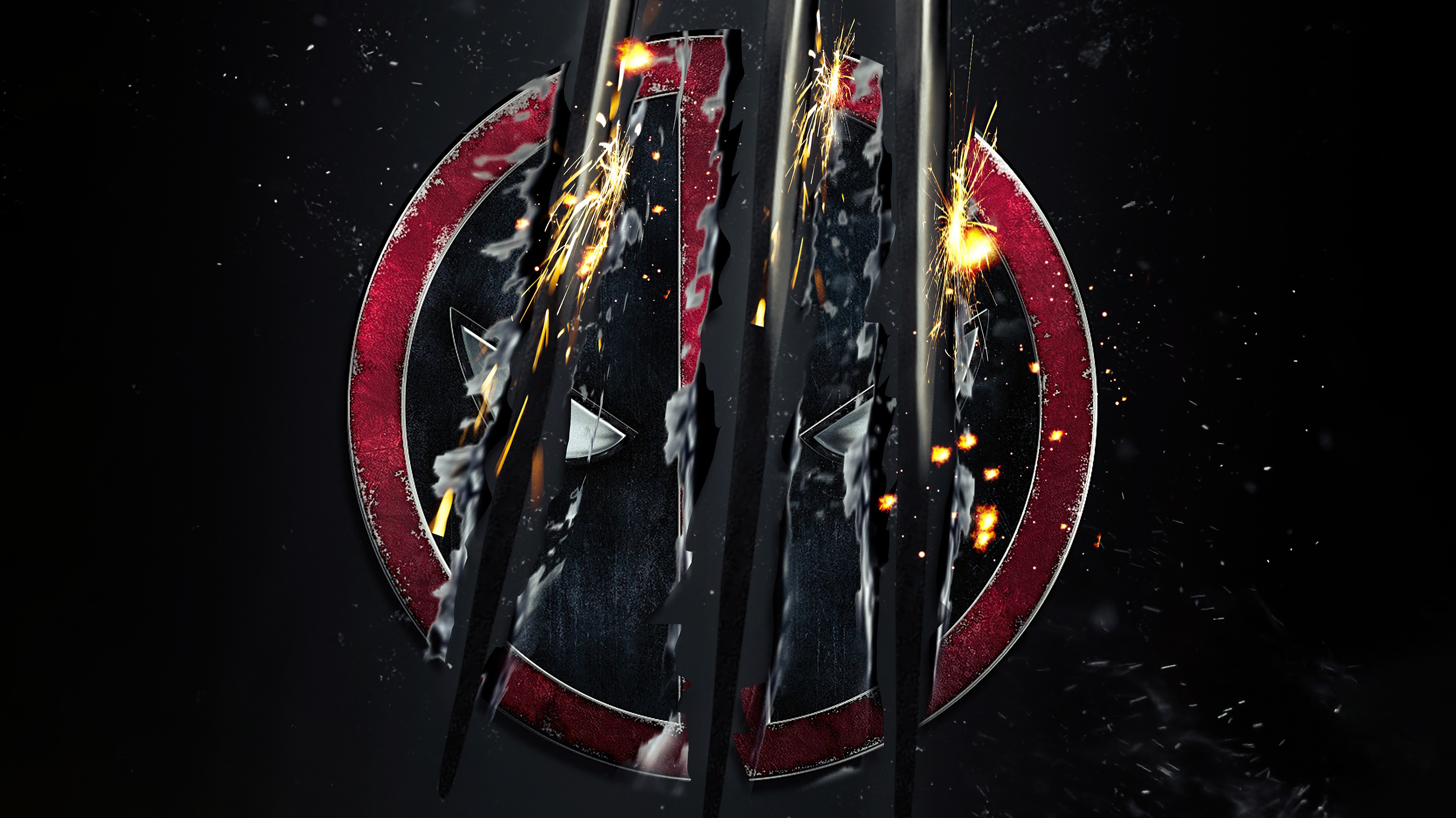 Deadpool logo with Wolverine claws HD Wallpaper