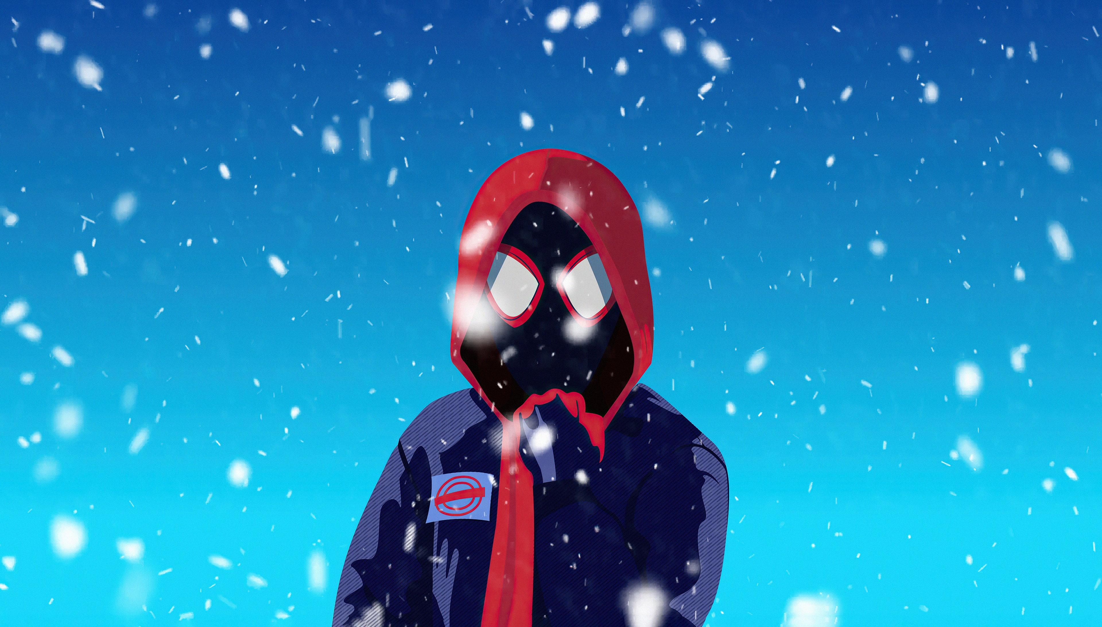 Miles Morales from Spider-Man: Into the Spider-Verse in snow HD Wallpaper