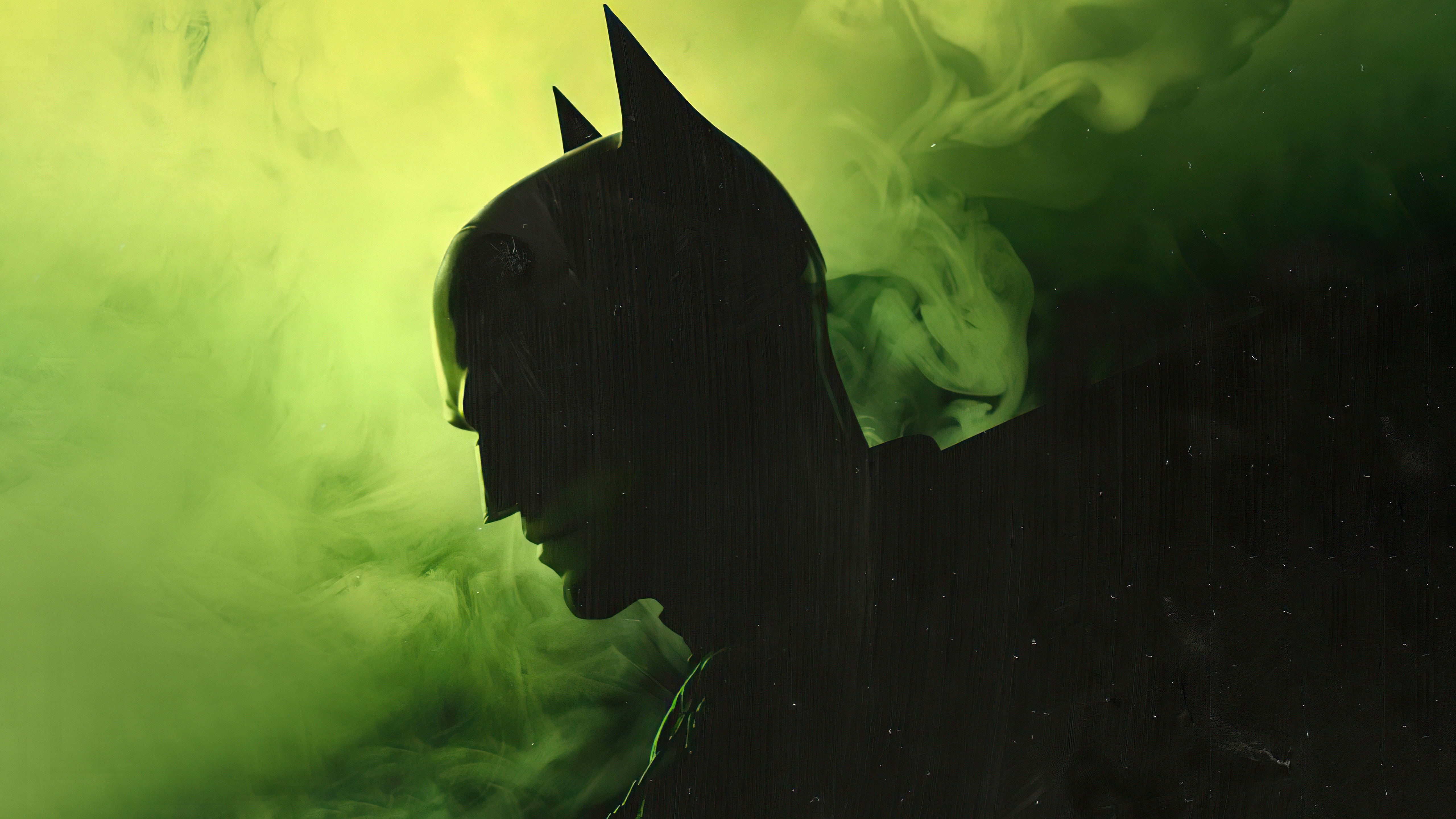 The Batman silhouette with green smoke HD Wallpaper
