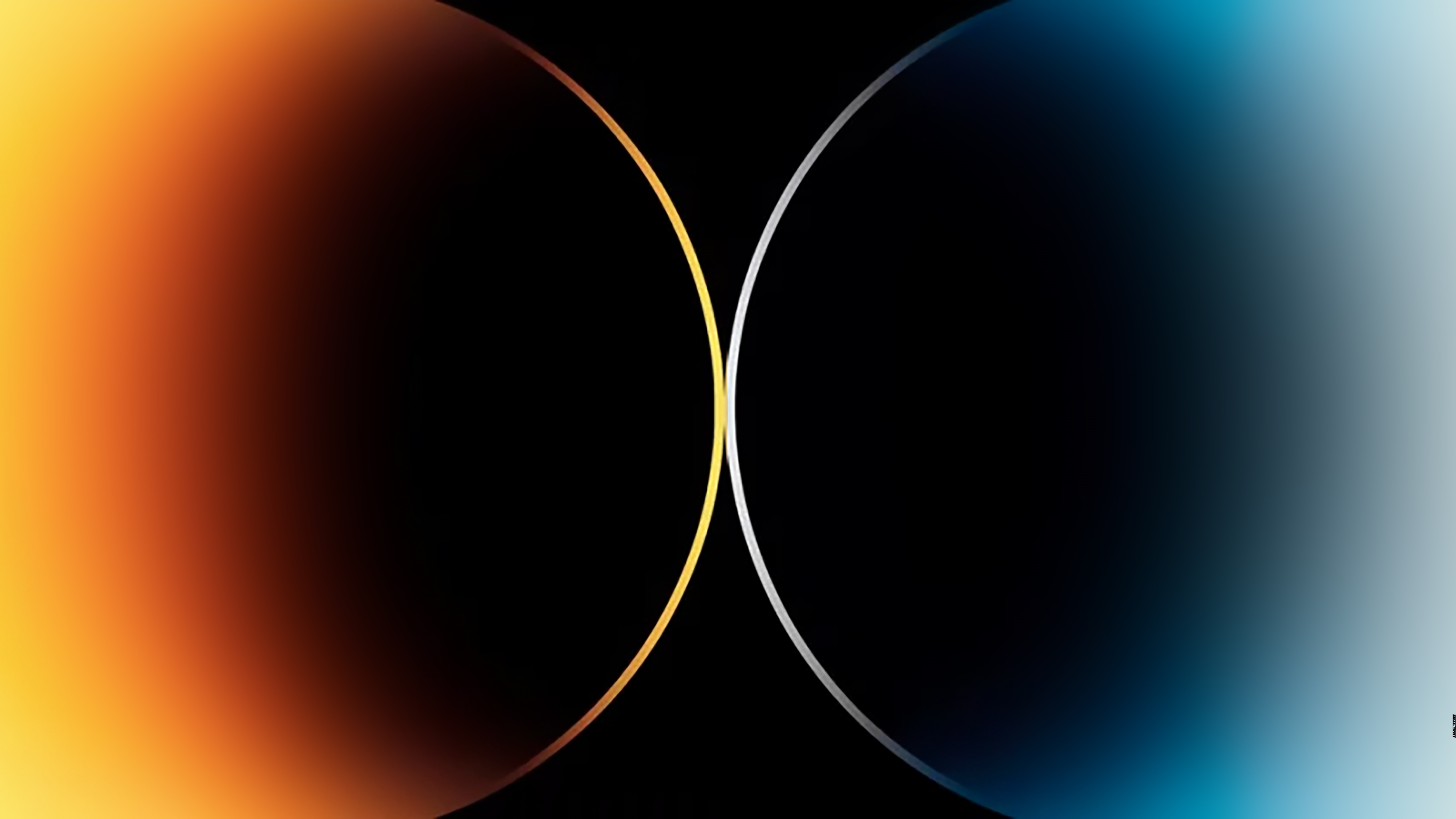 Abstract digital art with orange and blue gradients HD Wallpaper