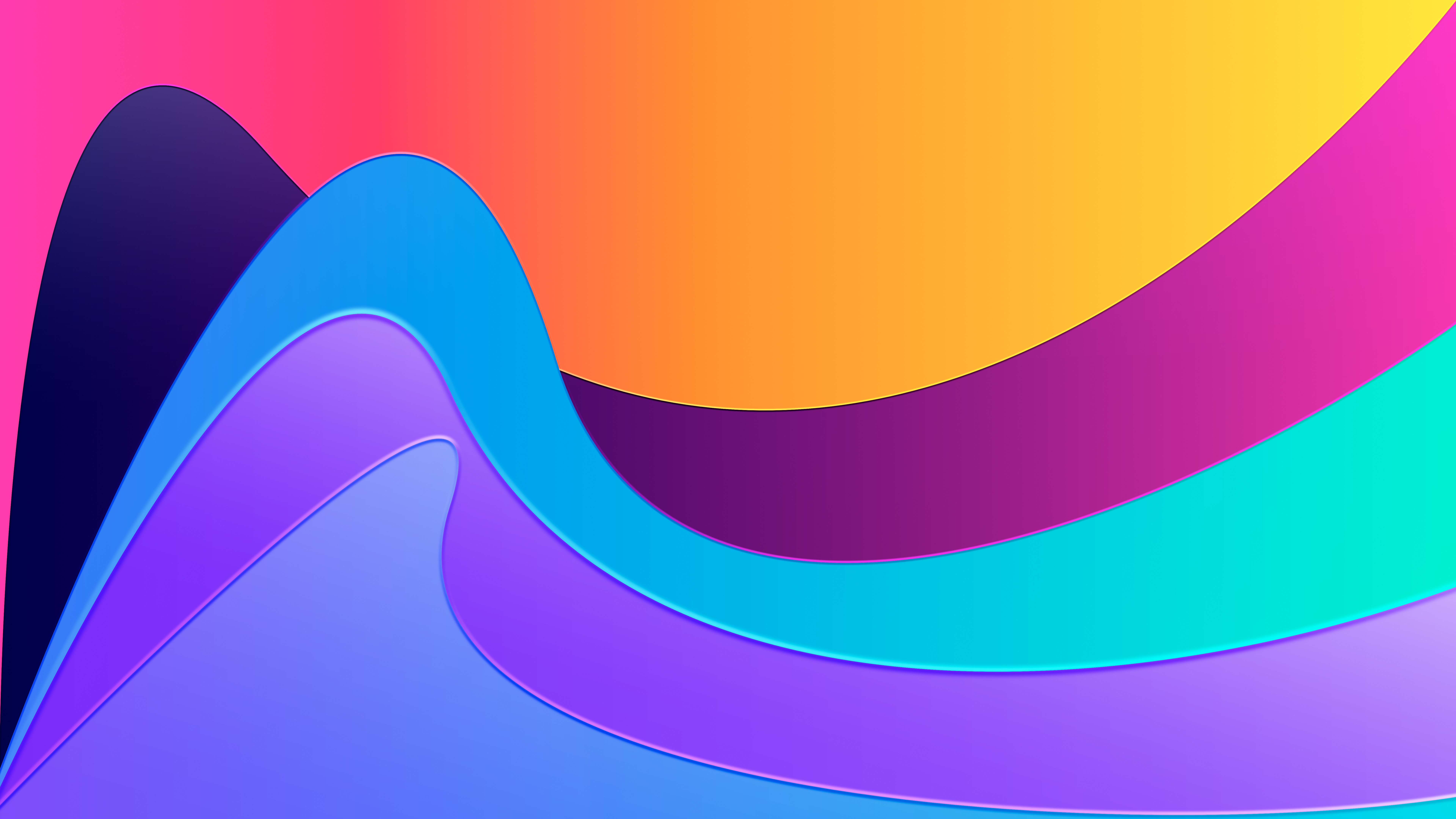 Abstract colorful wavy layers 4K HD Wallpaper