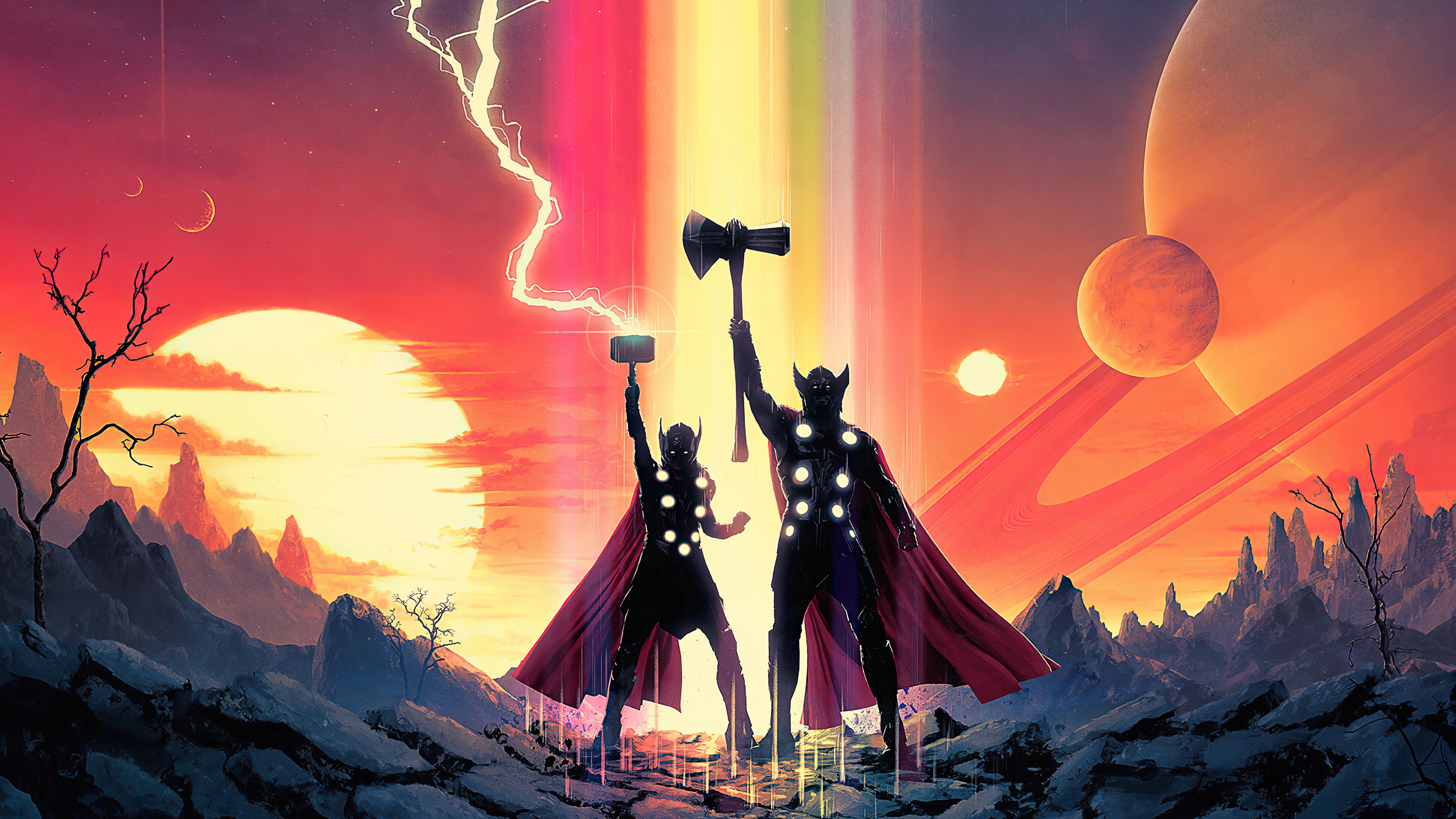 Thor and Jane Foster from Thor: Love and Thunder 4K HD Wallpaper