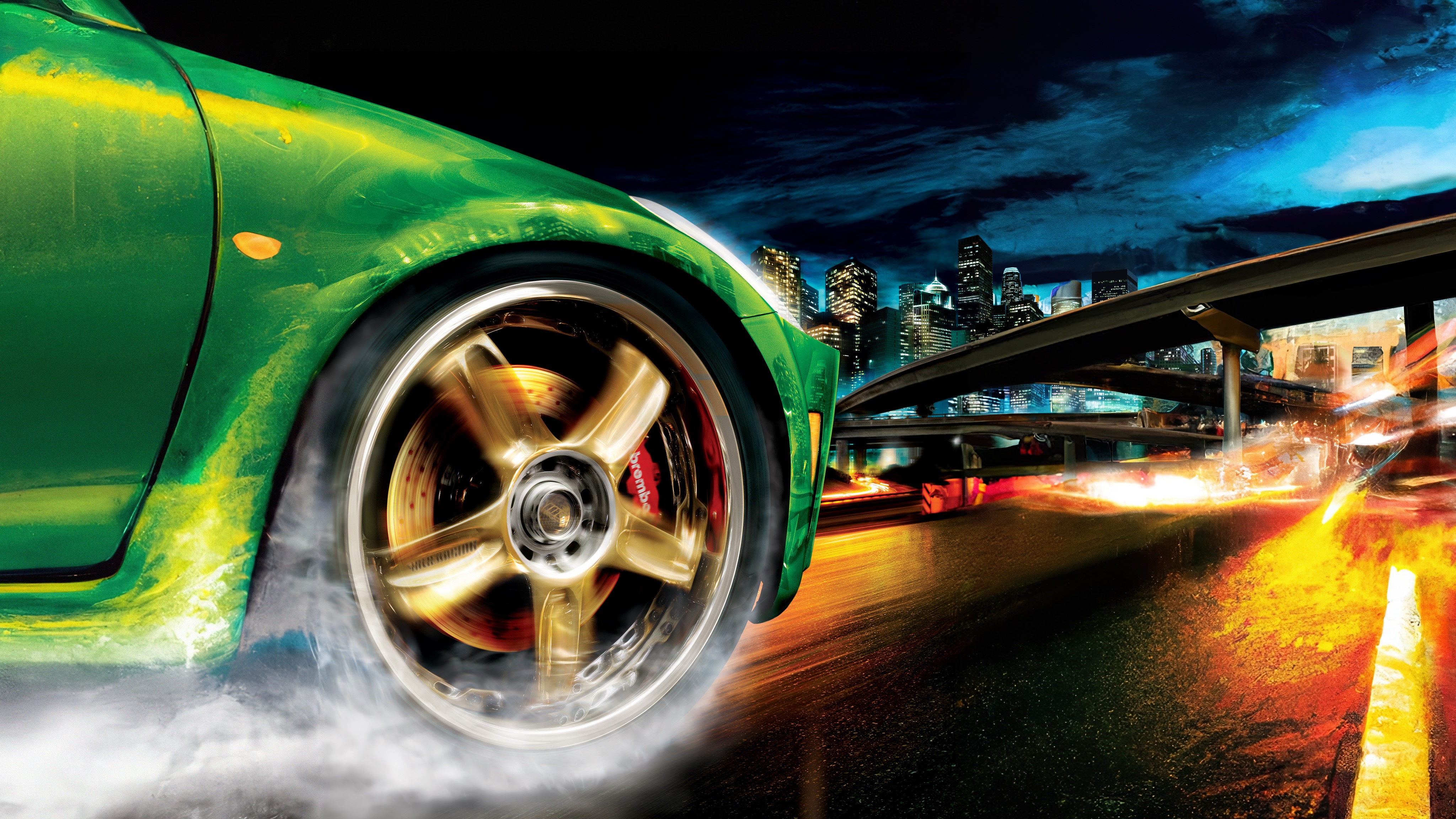 Need for Speed game art with green car HD Wallpaper