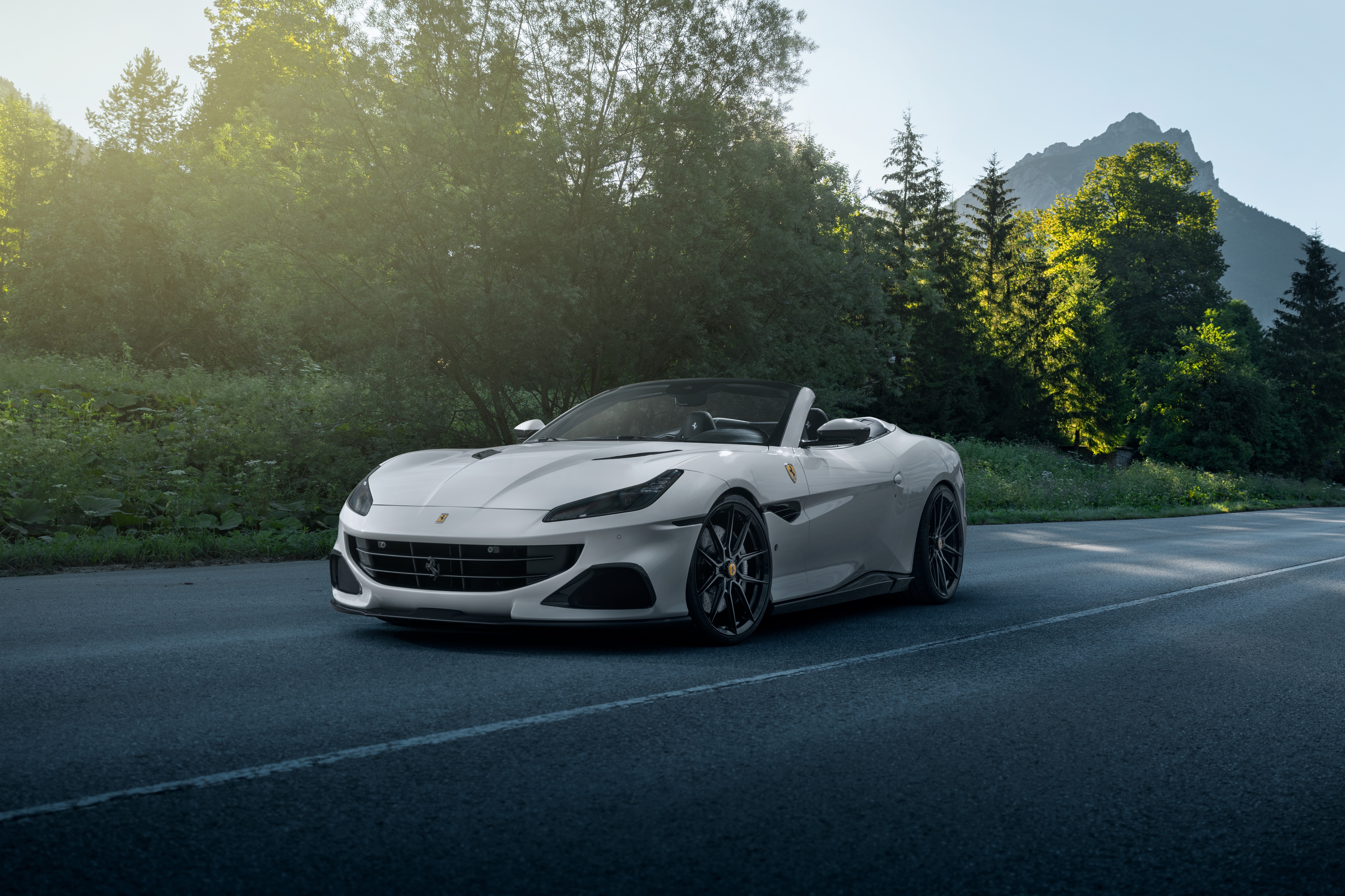 White Ferrari Portofino Convertible on a Road HD Wallpaper