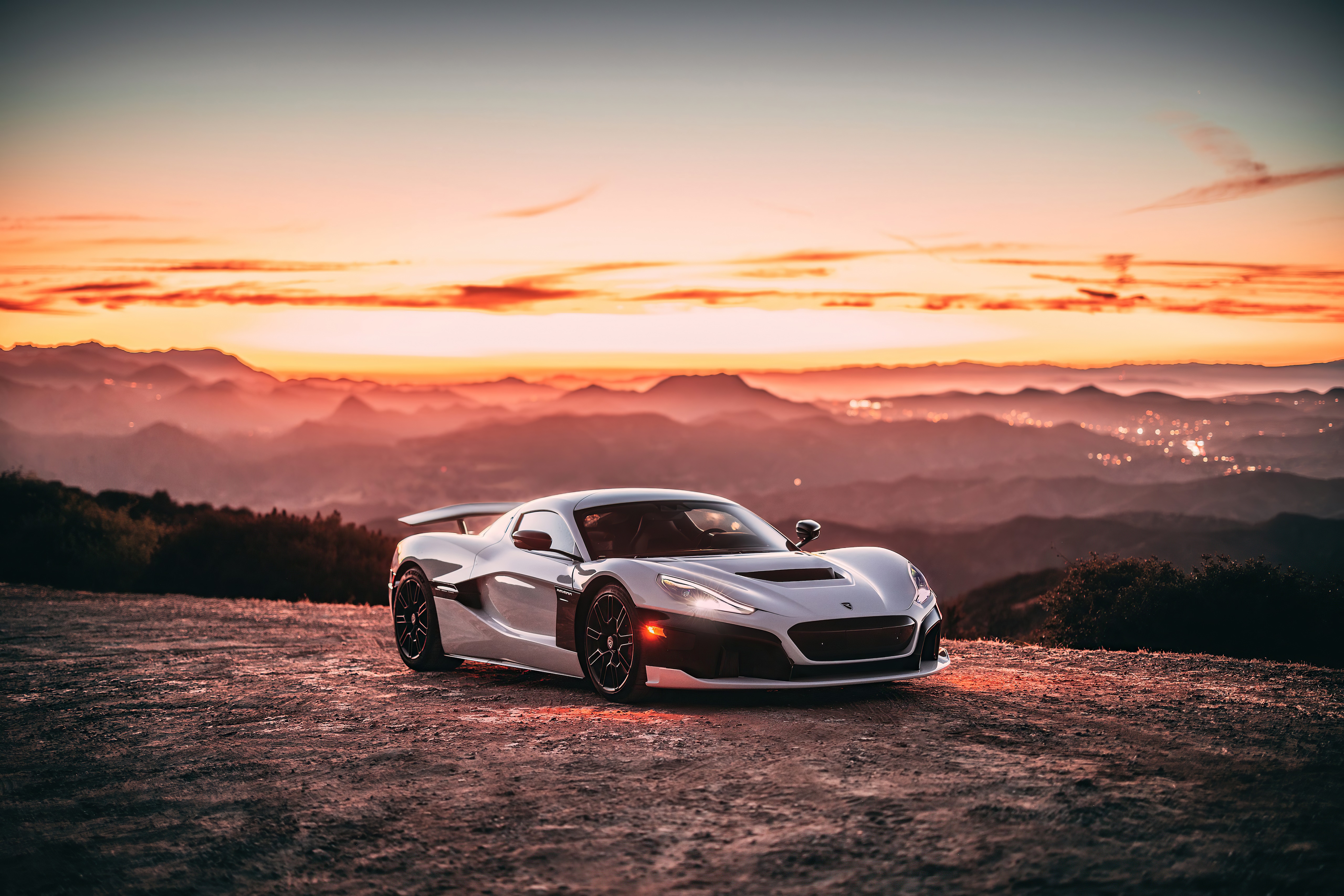 Rimac Nevera electric car at sunset HD Wallpaper