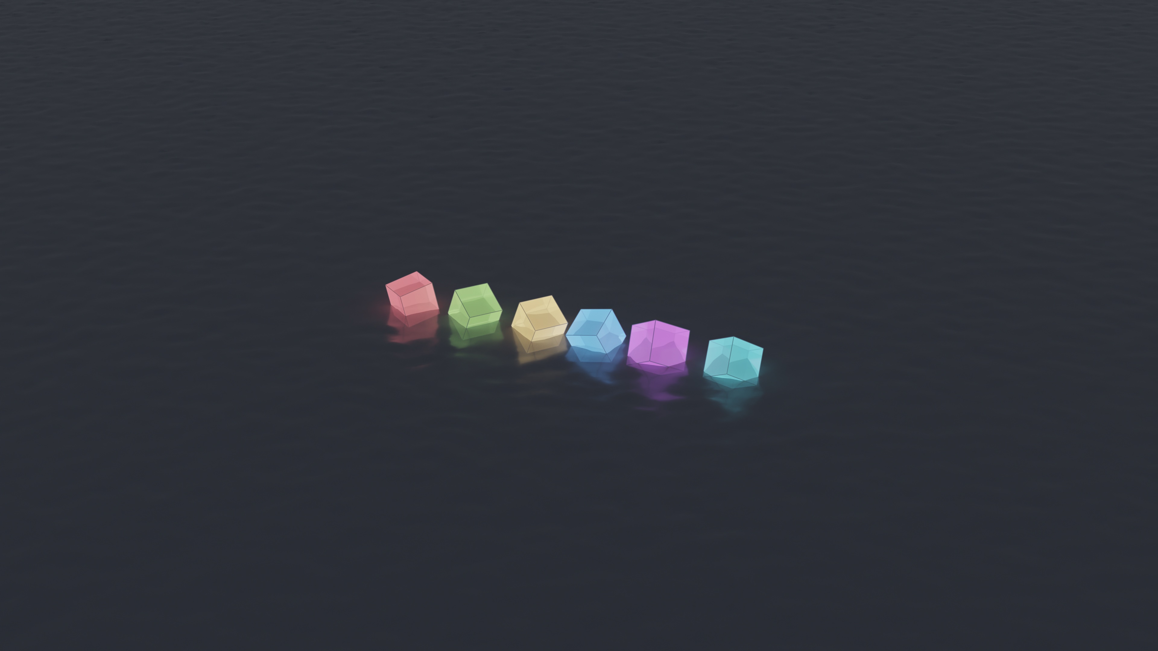 Digital art of colorful geometric shapes on dark water HD Wallpaper