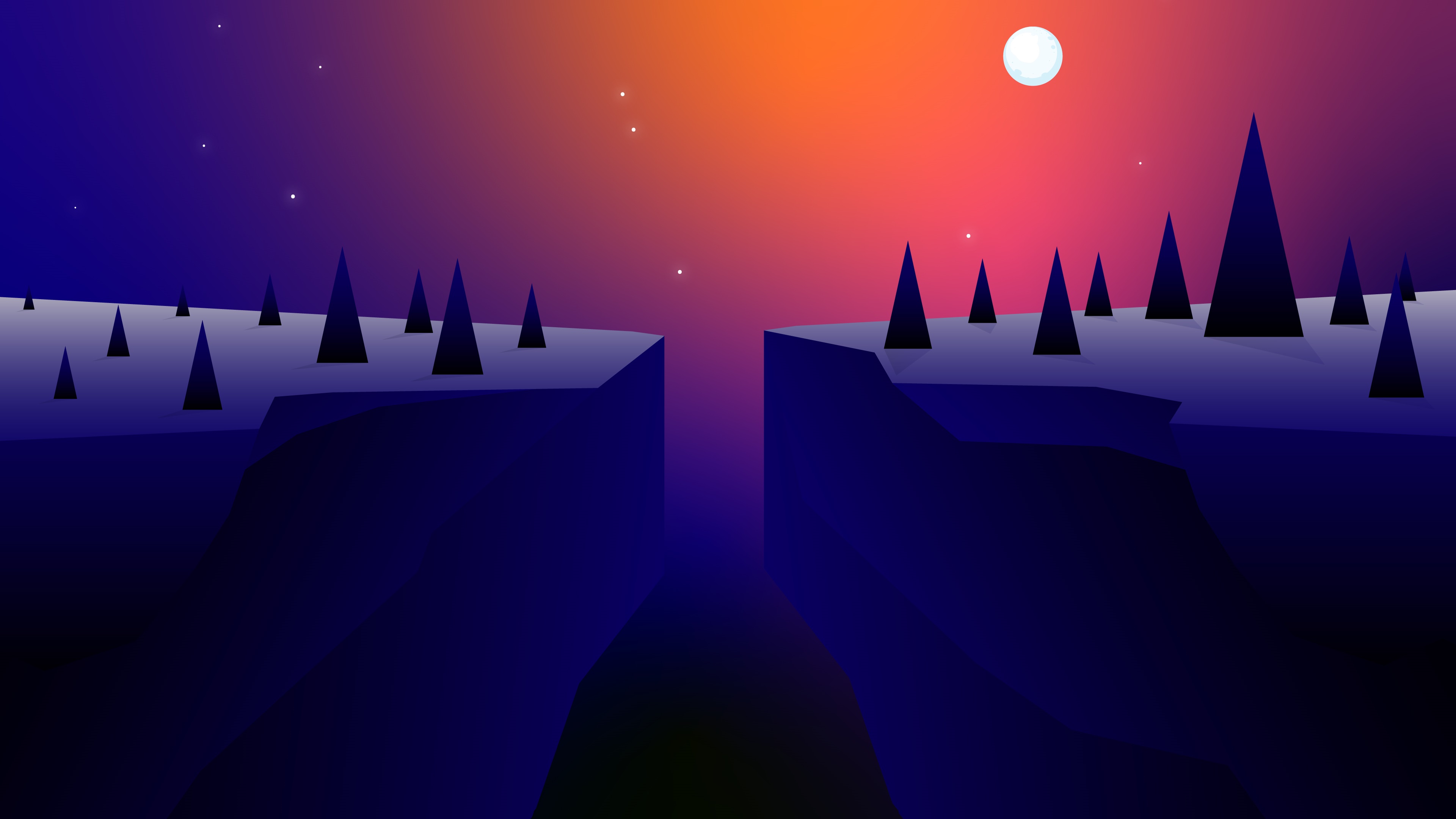Minimalist digital art of a canyon at sunset HD Wallpaper