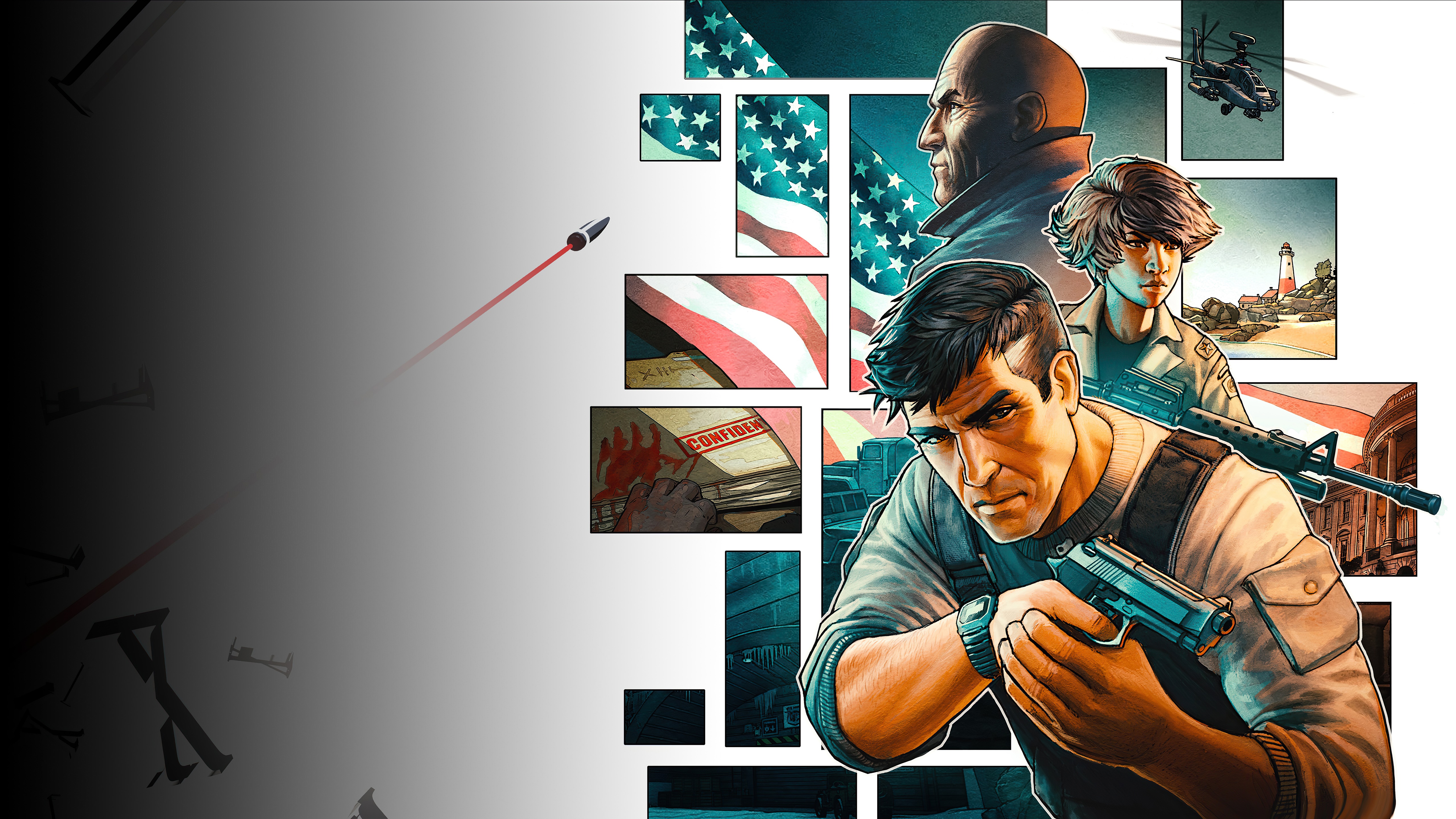 4K Game Art with Soldiers and American Flags HD Wallpaper
