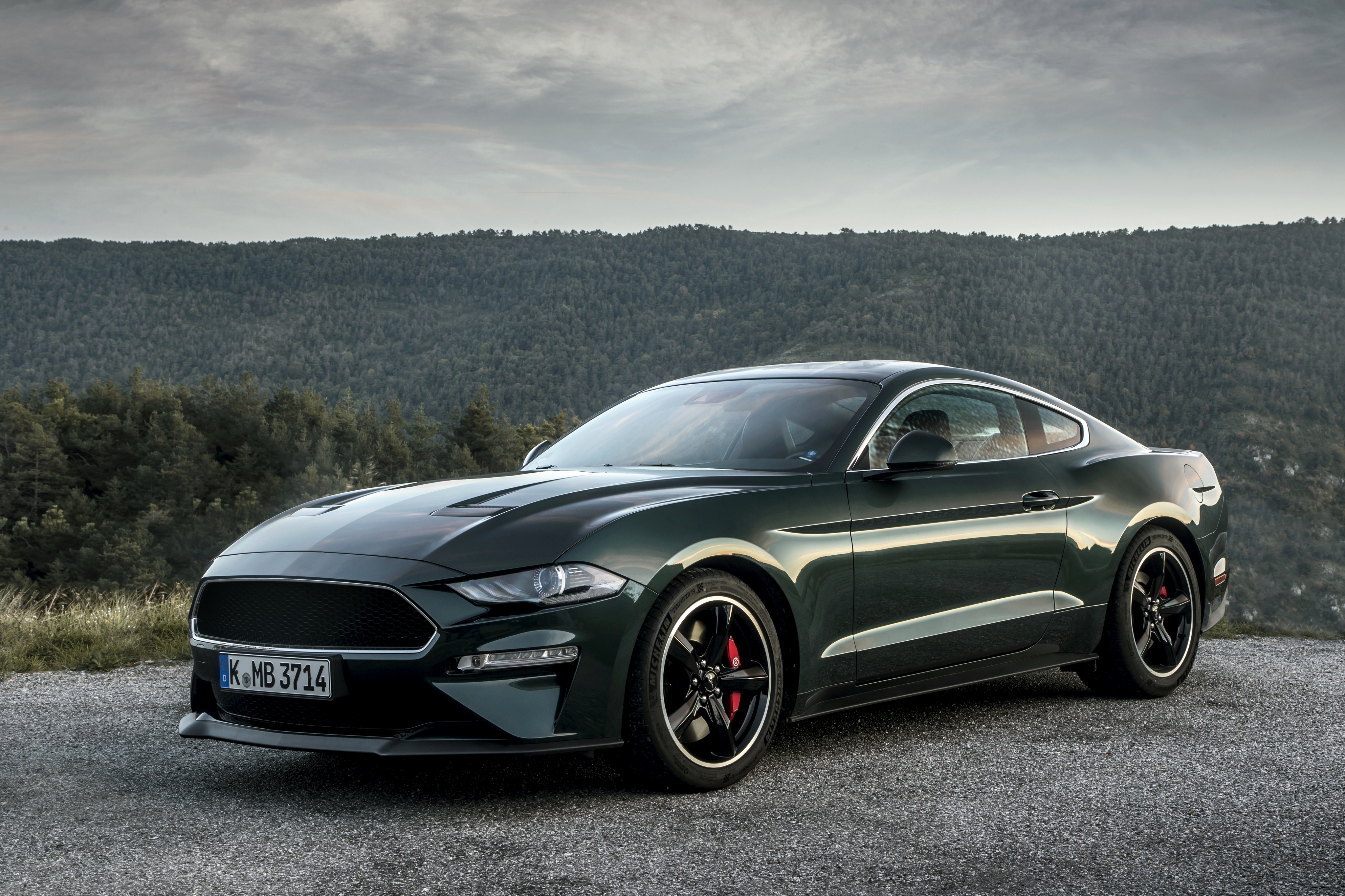 Dark Green Ford Mustang Bullitt Muscle Car 4K HD Wallpaper