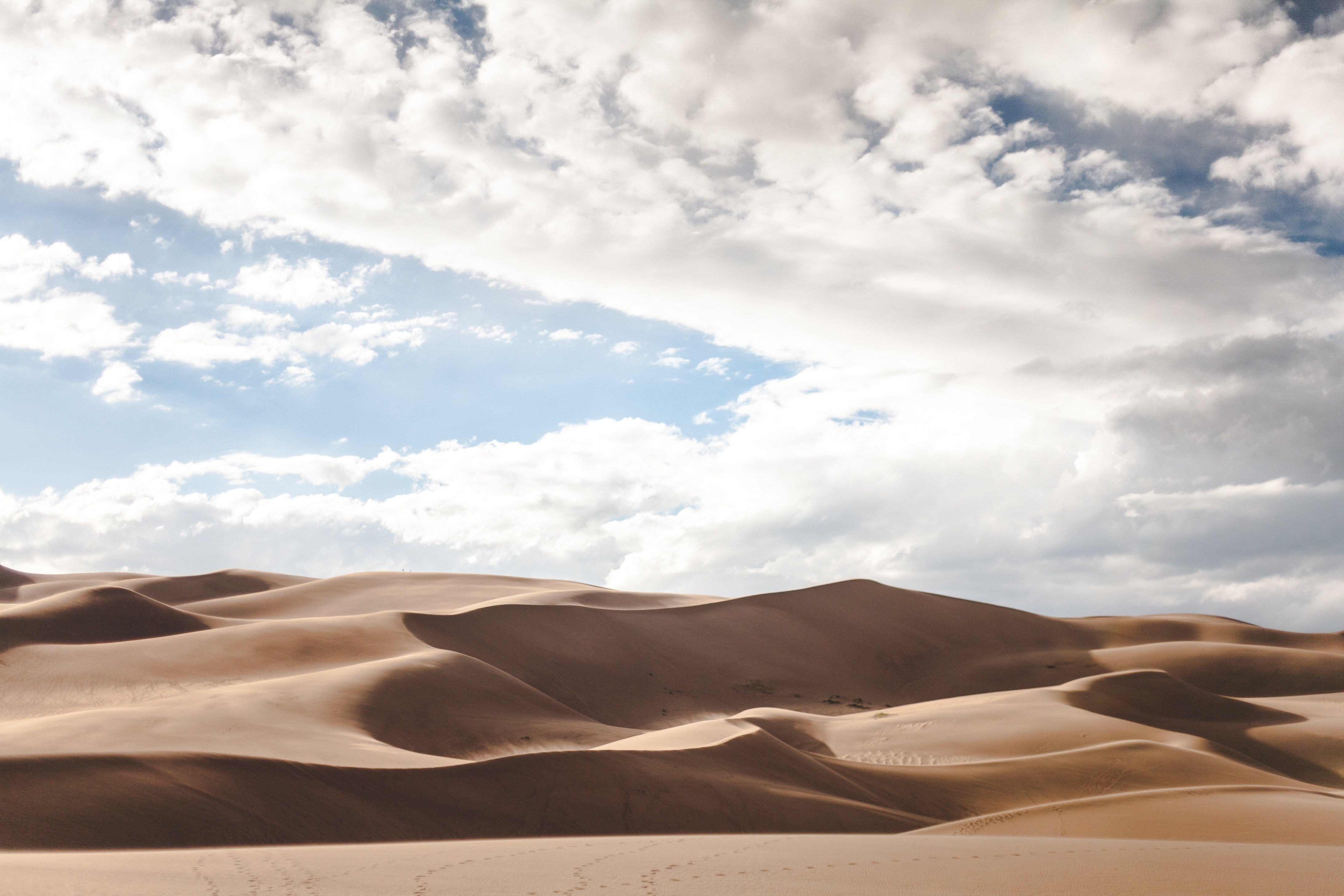 Desert Sand Dunes under Cloudy Sky HD Wallpaper