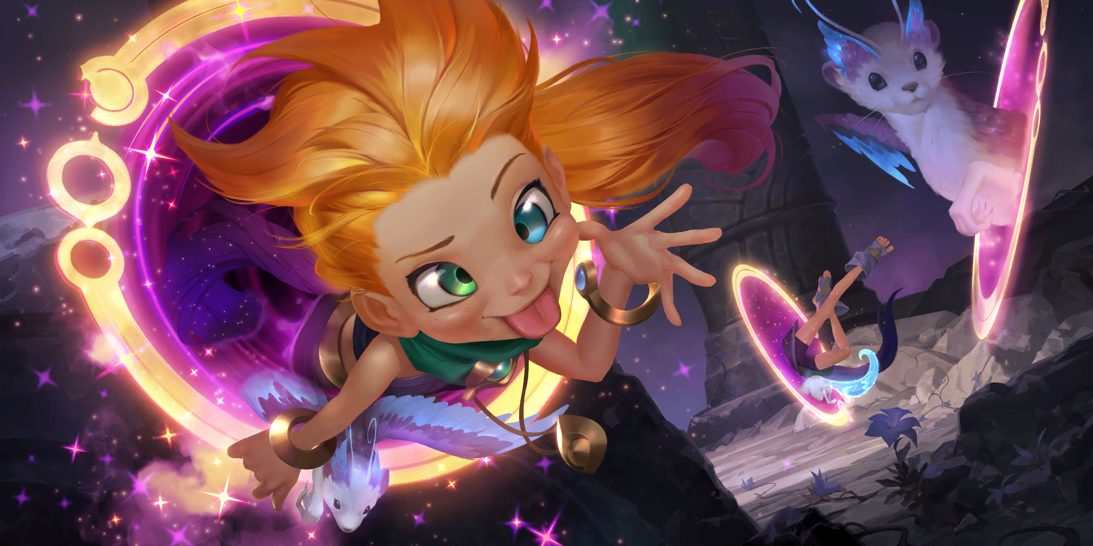 Zoe's Playful Cosmic Portal HD Wallpaper