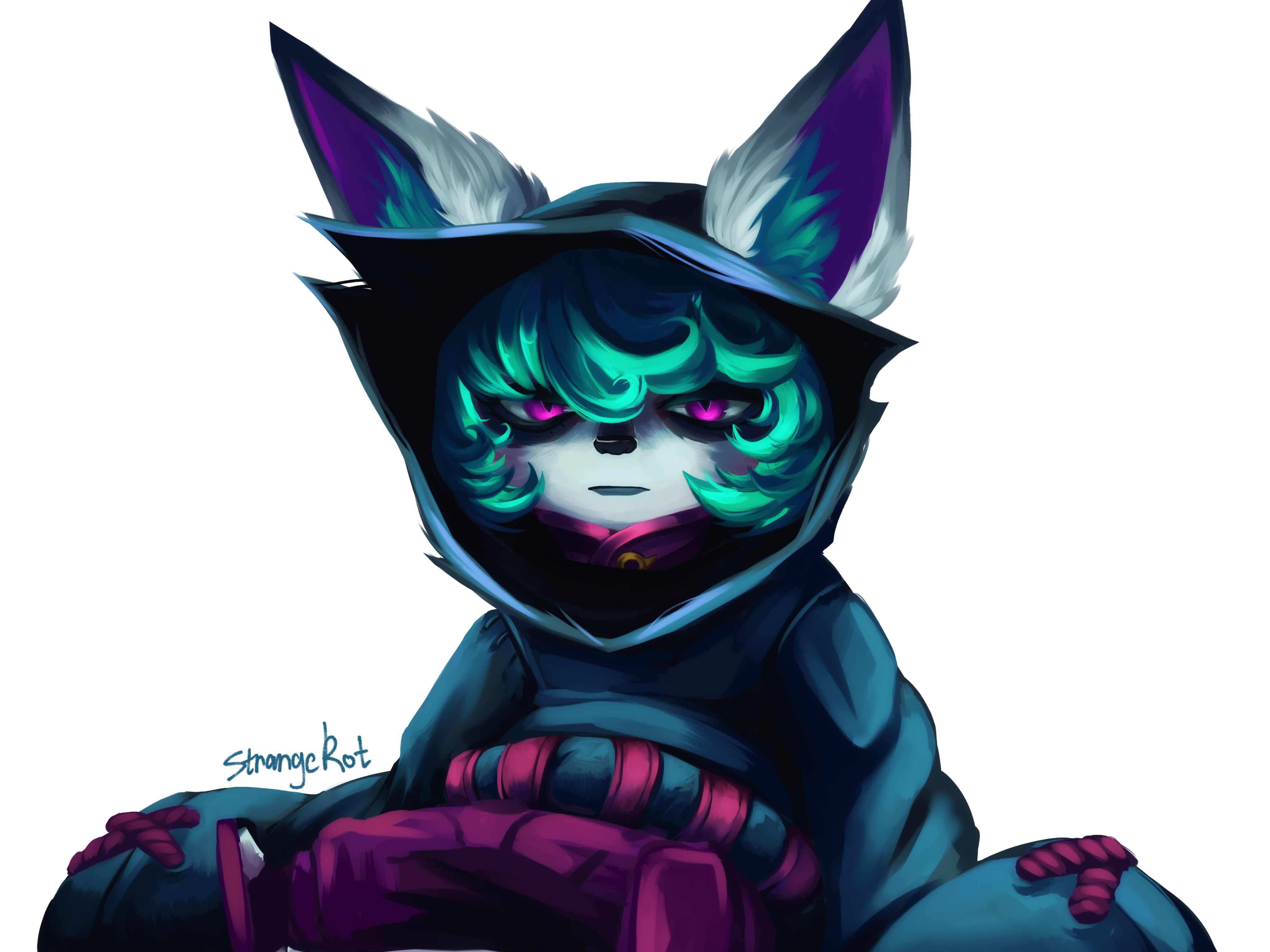 Vex League of Legends with teal hair and glowing eyes HD Wallpaper
