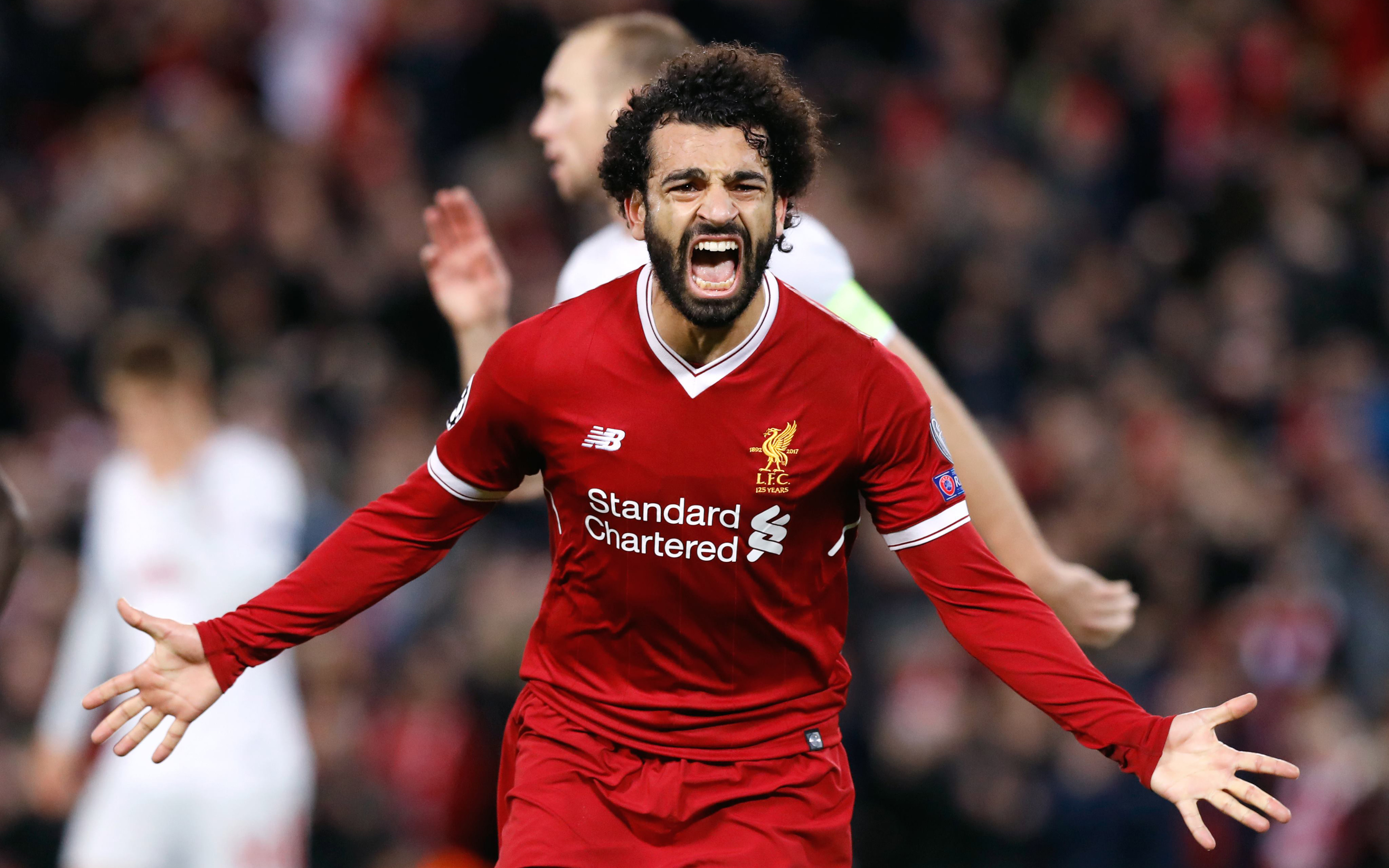 Mohamed Salah's intense celebration for Liverpool. HD Wallpaper