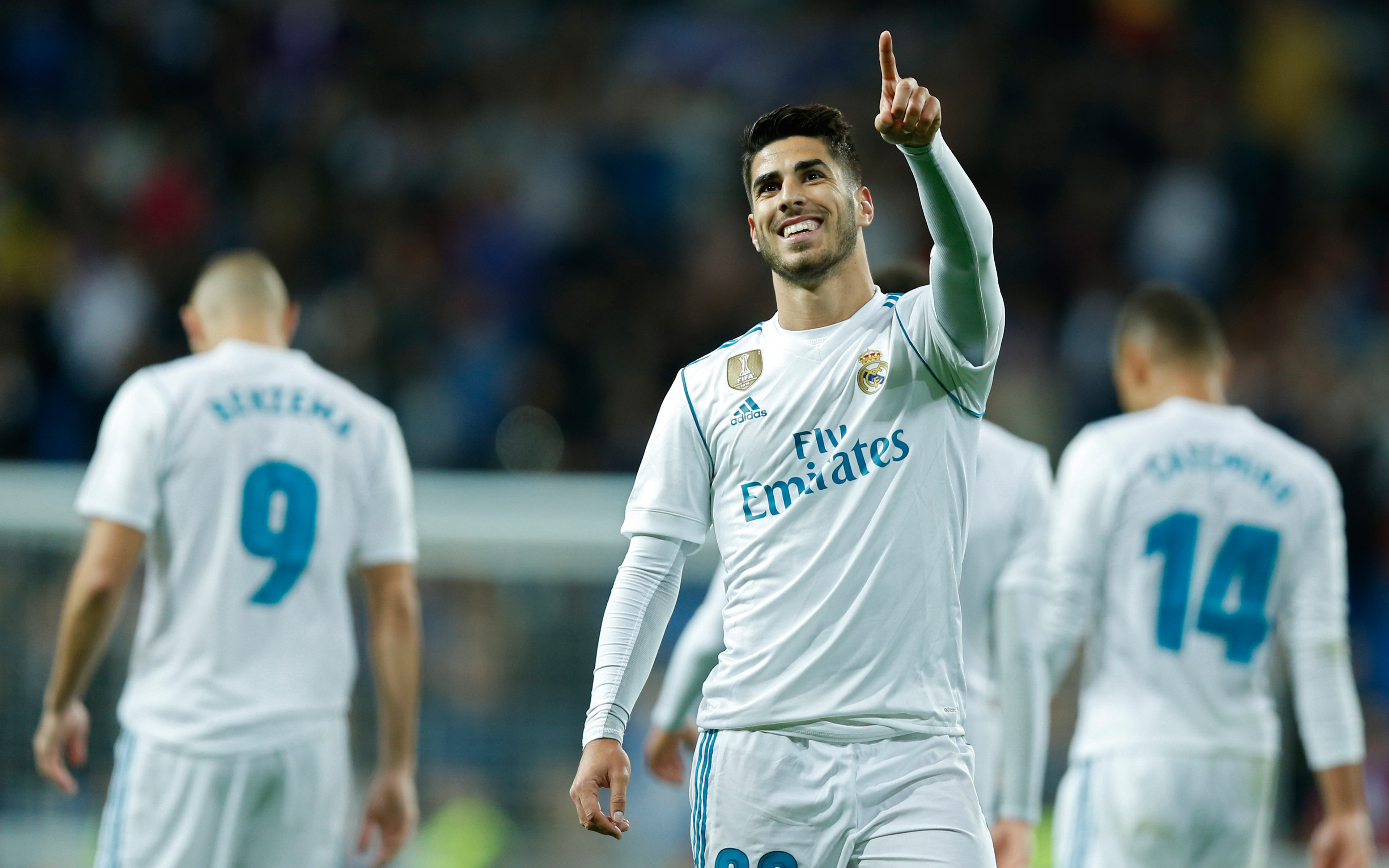 Real Madrid's Marco Asensio celebrates a goal HD Wallpaper