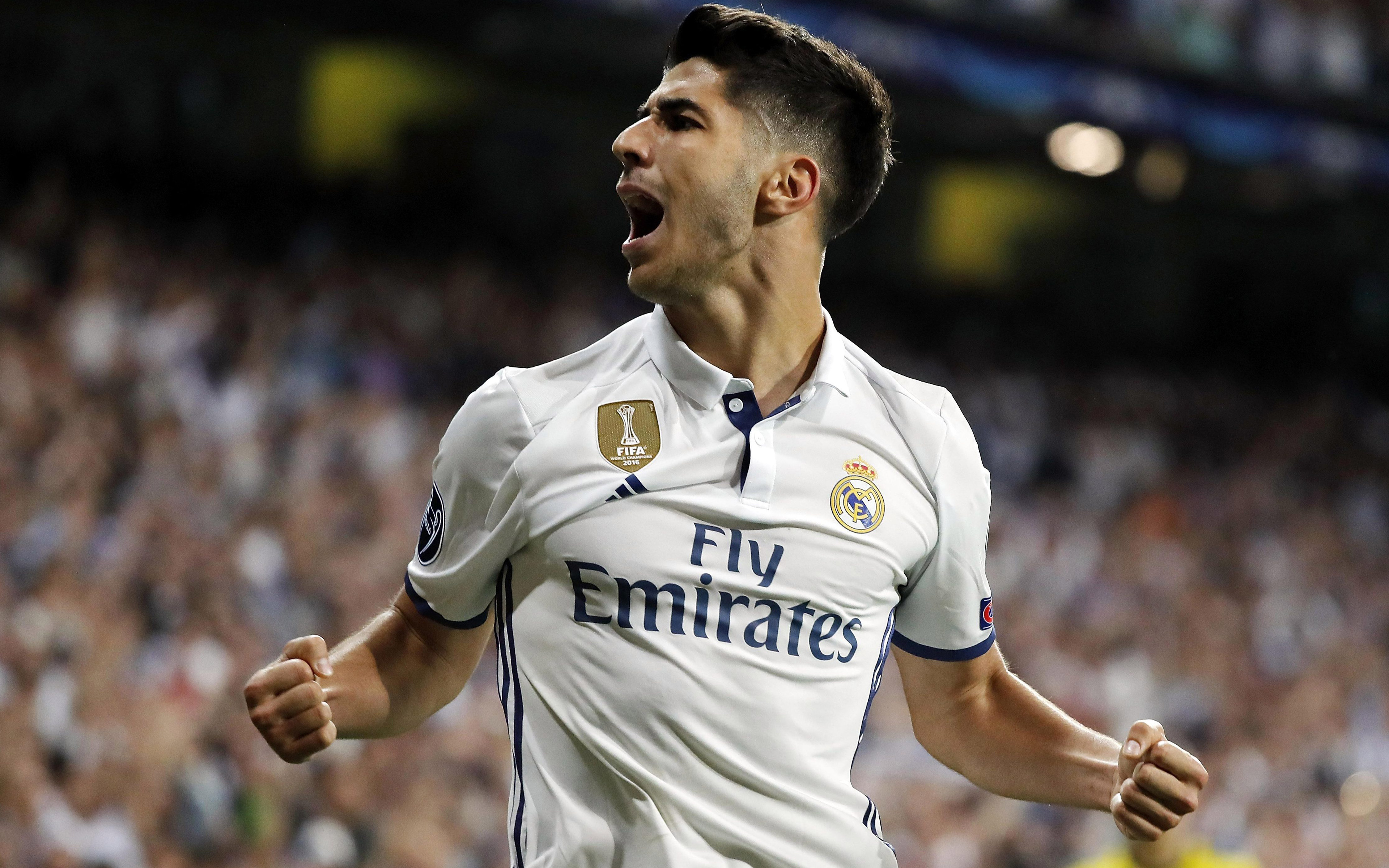 Marco Asensio's passionate celebration for Real Madrid C.F. HD Wallpaper