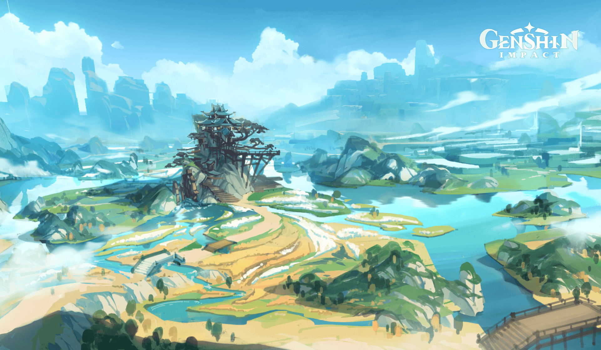 Genshin Impact Liyue Concept Art Landscape HD Wallpaper