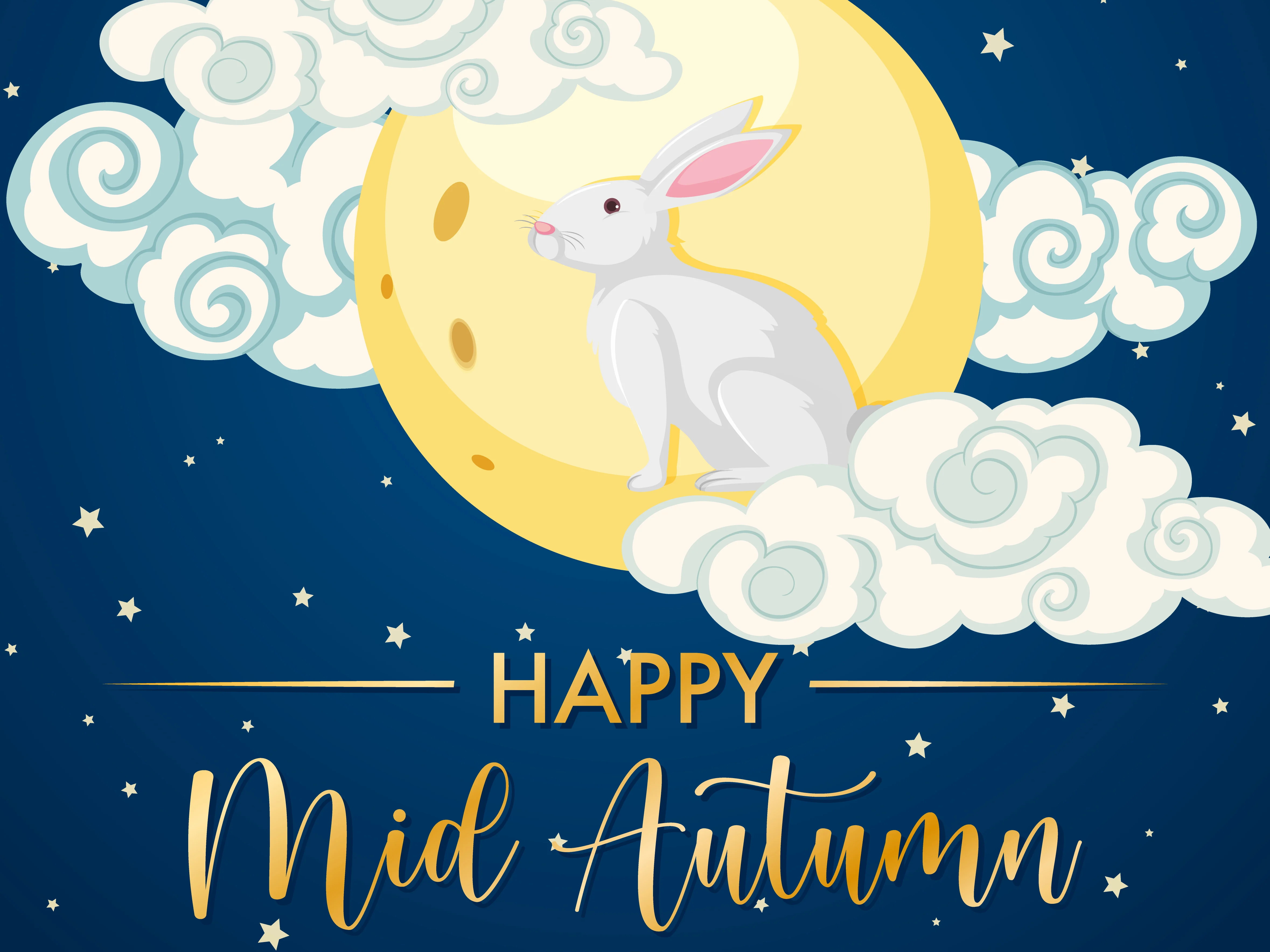 Happy Mid-Autumn Festival Moon Rabbit HD Wallpaper