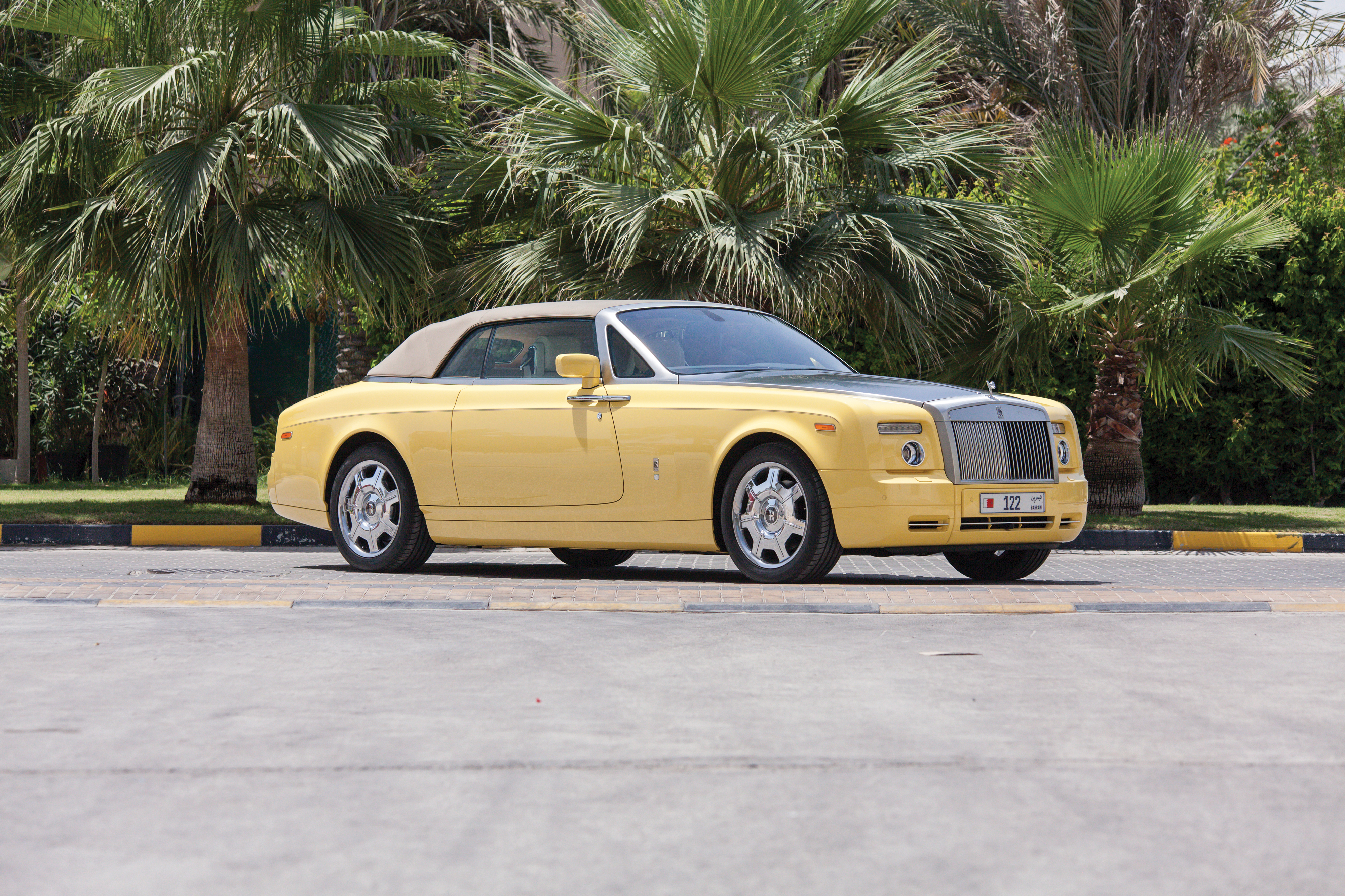 Yellow Rolls-Royce Phantom convertible luxury car 4K HD Wallpaper