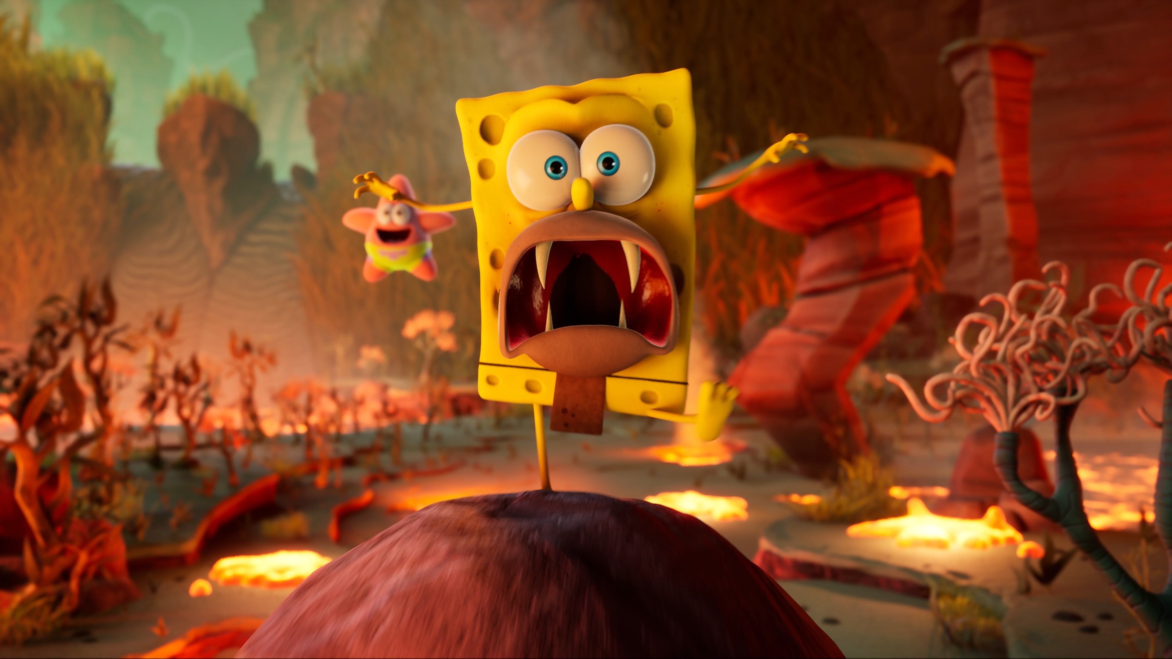 SpongeBob SquarePants screaming in The Cosmic Shake 4K HD Wallpaper