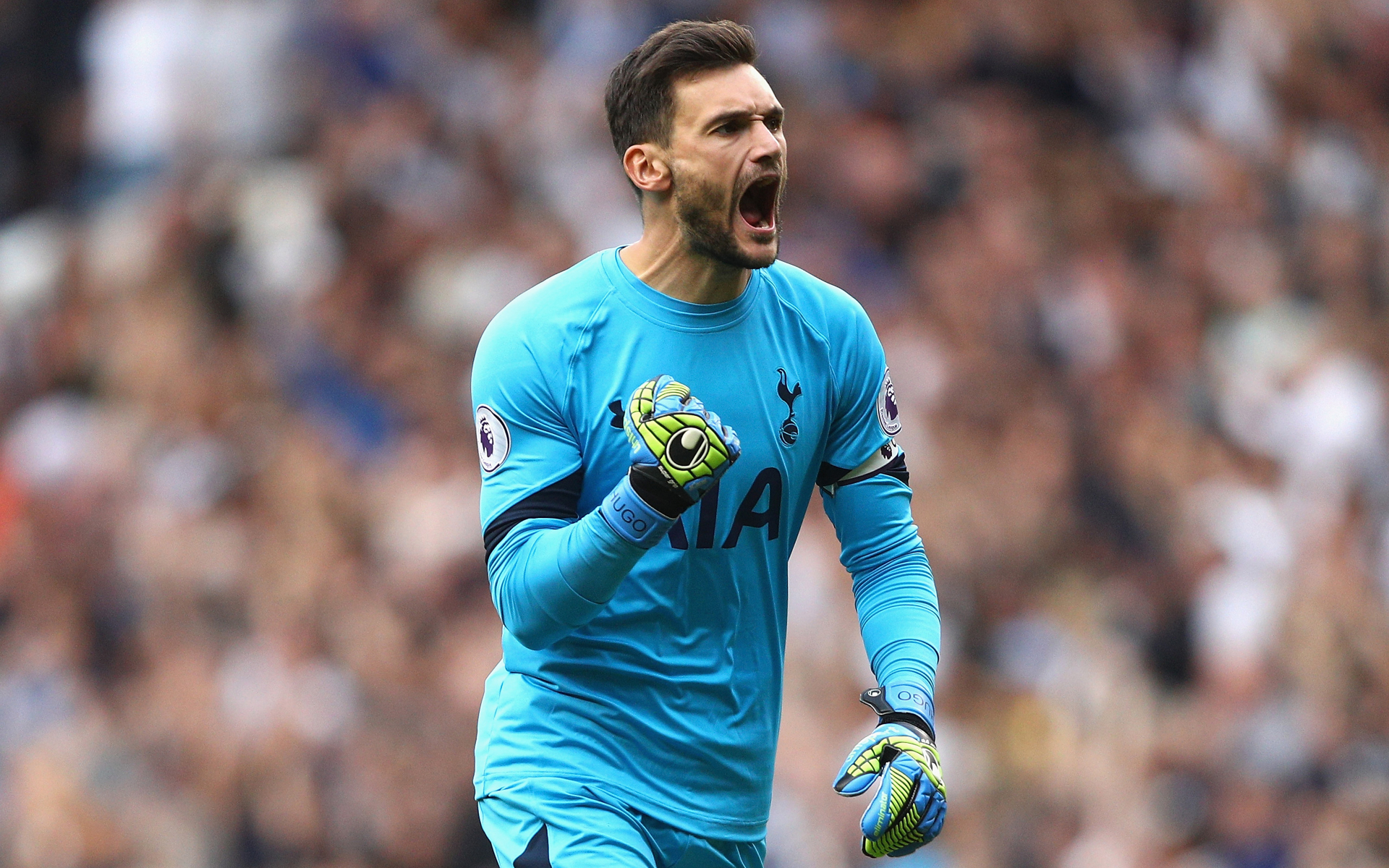 Hugo Lloris celebrating for Tottenham Hotspur HD Wallpaper