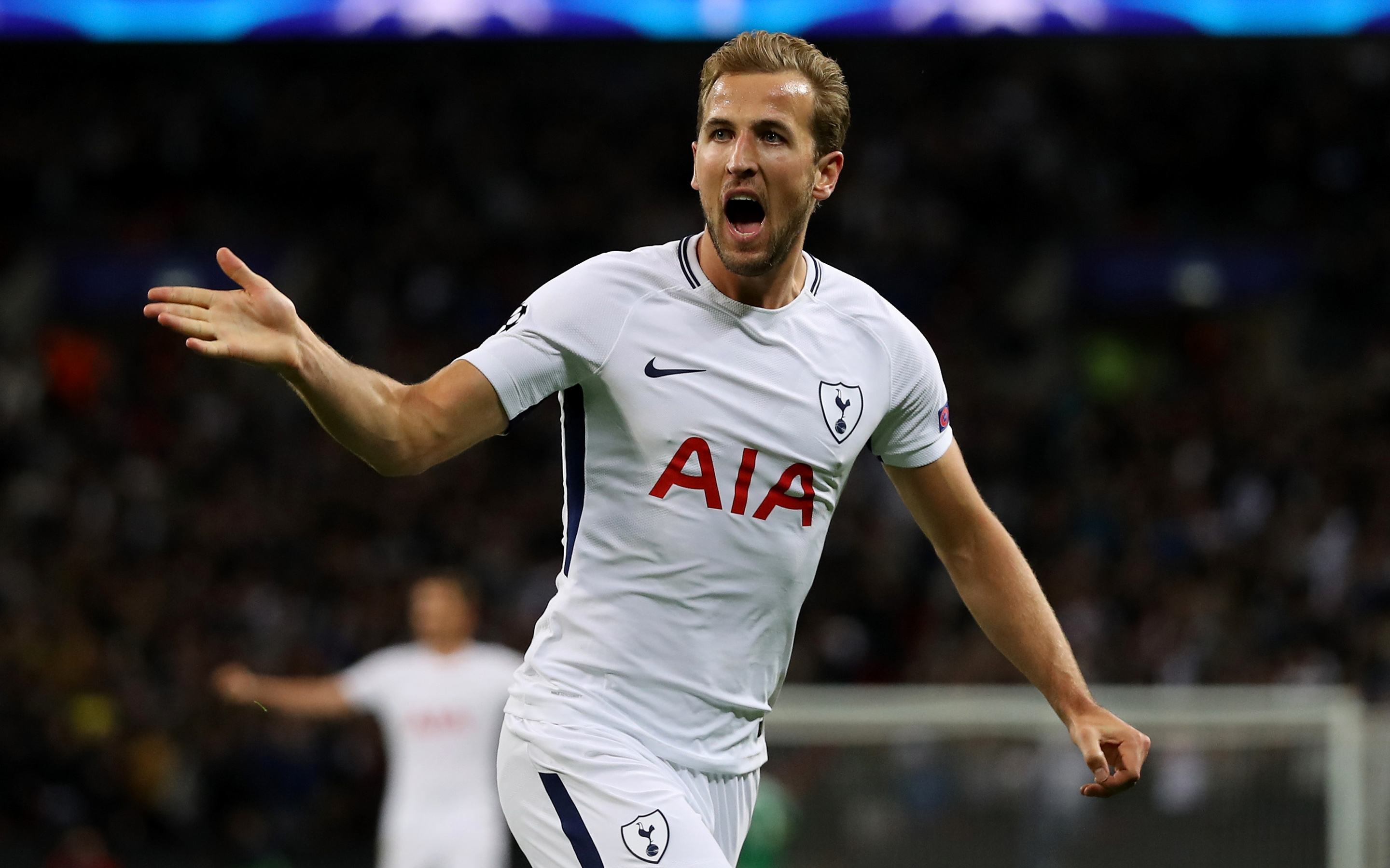 Harry Kane celebrates a goal for Tottenham Hotspur. HD Wallpaper