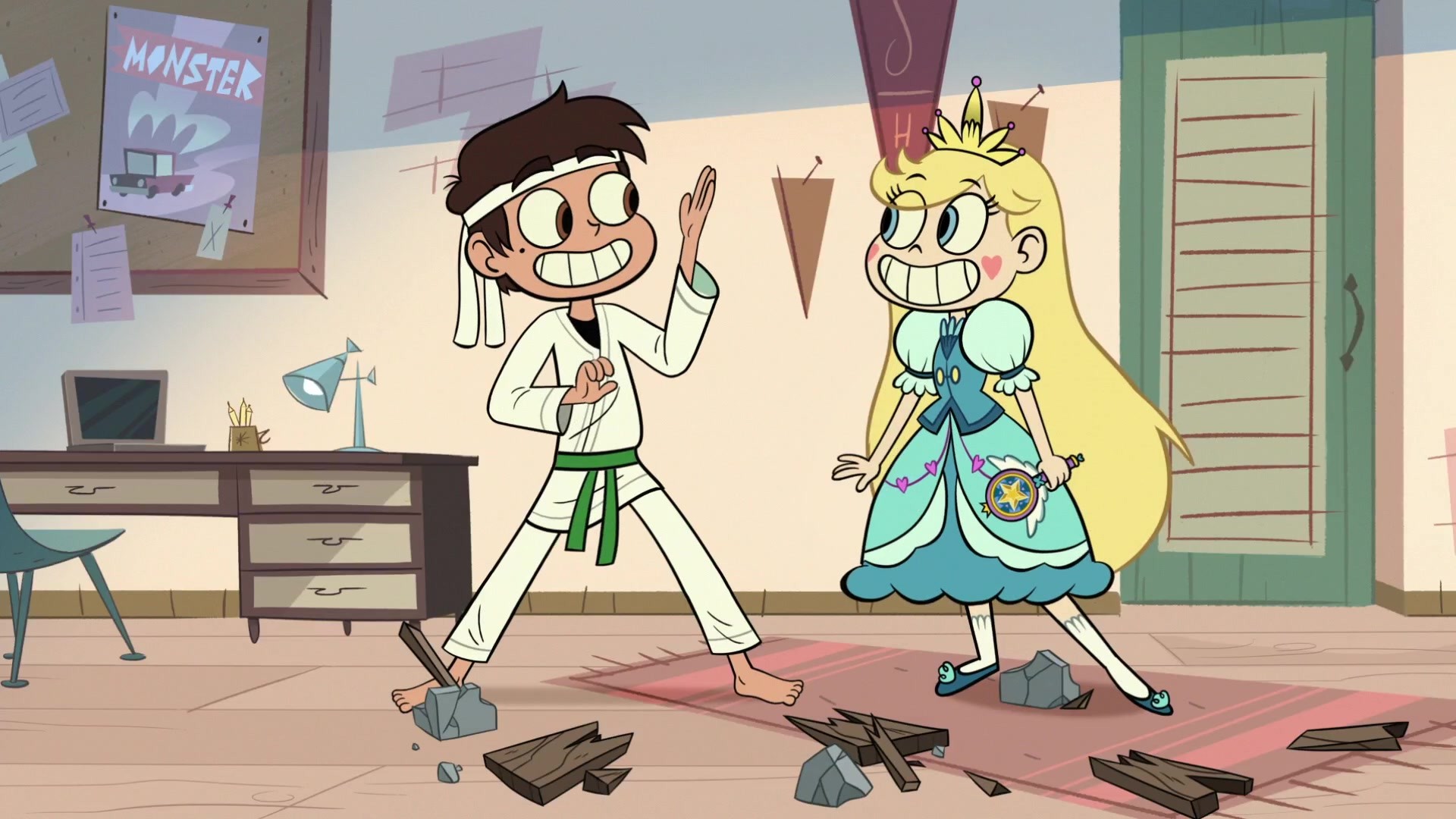 Star Butterfly and Marco Diaz breaking things with smiles HD Wallpaper
