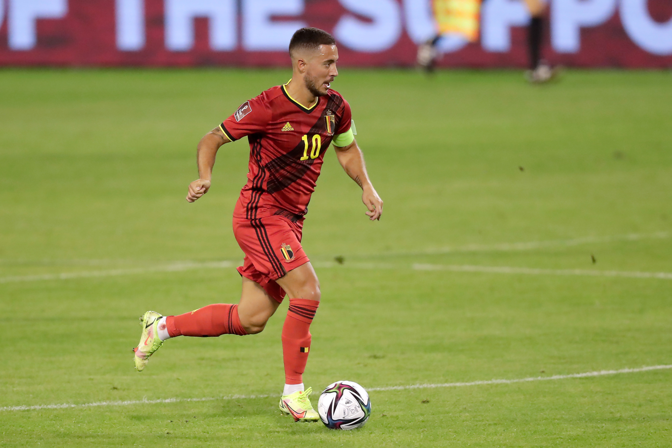 Eden Hazard dribbling for Belgium National Football Team HD Wallpaper