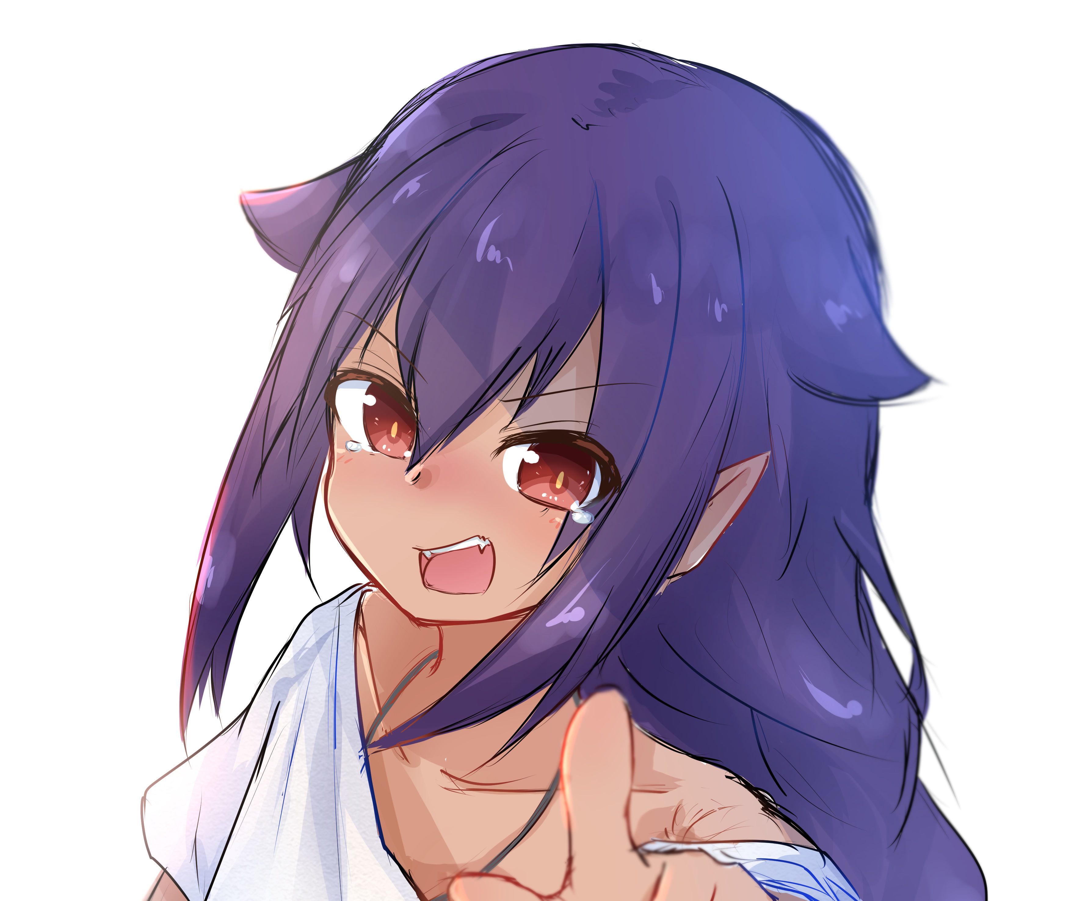 Jahy crying and pointing with fangs HD Wallpaper
