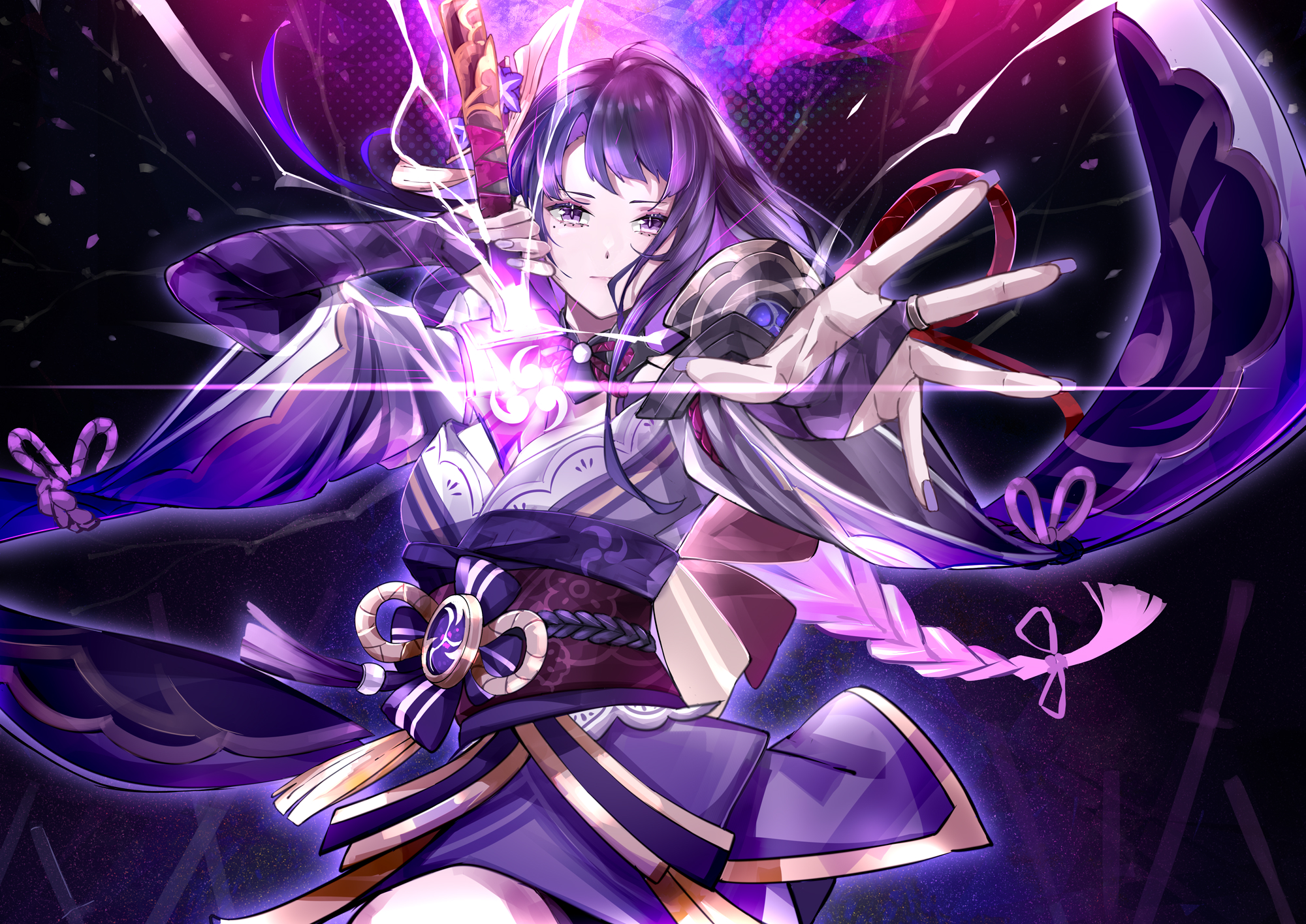 Raiden Shogun unleashing her electro power HD Wallpaper