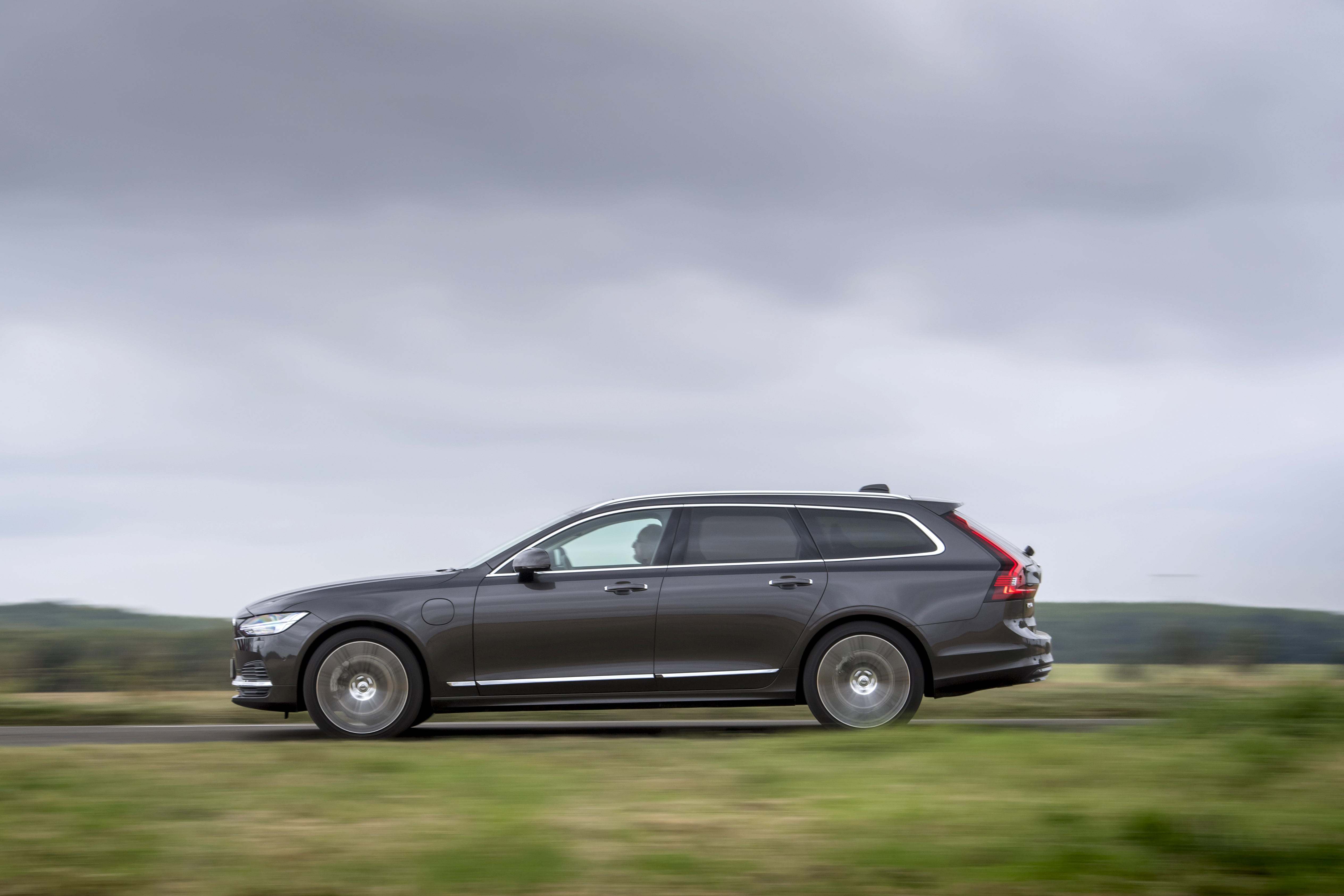 Volvo V90 Luxury Wagon Driving on Road HD Wallpaper