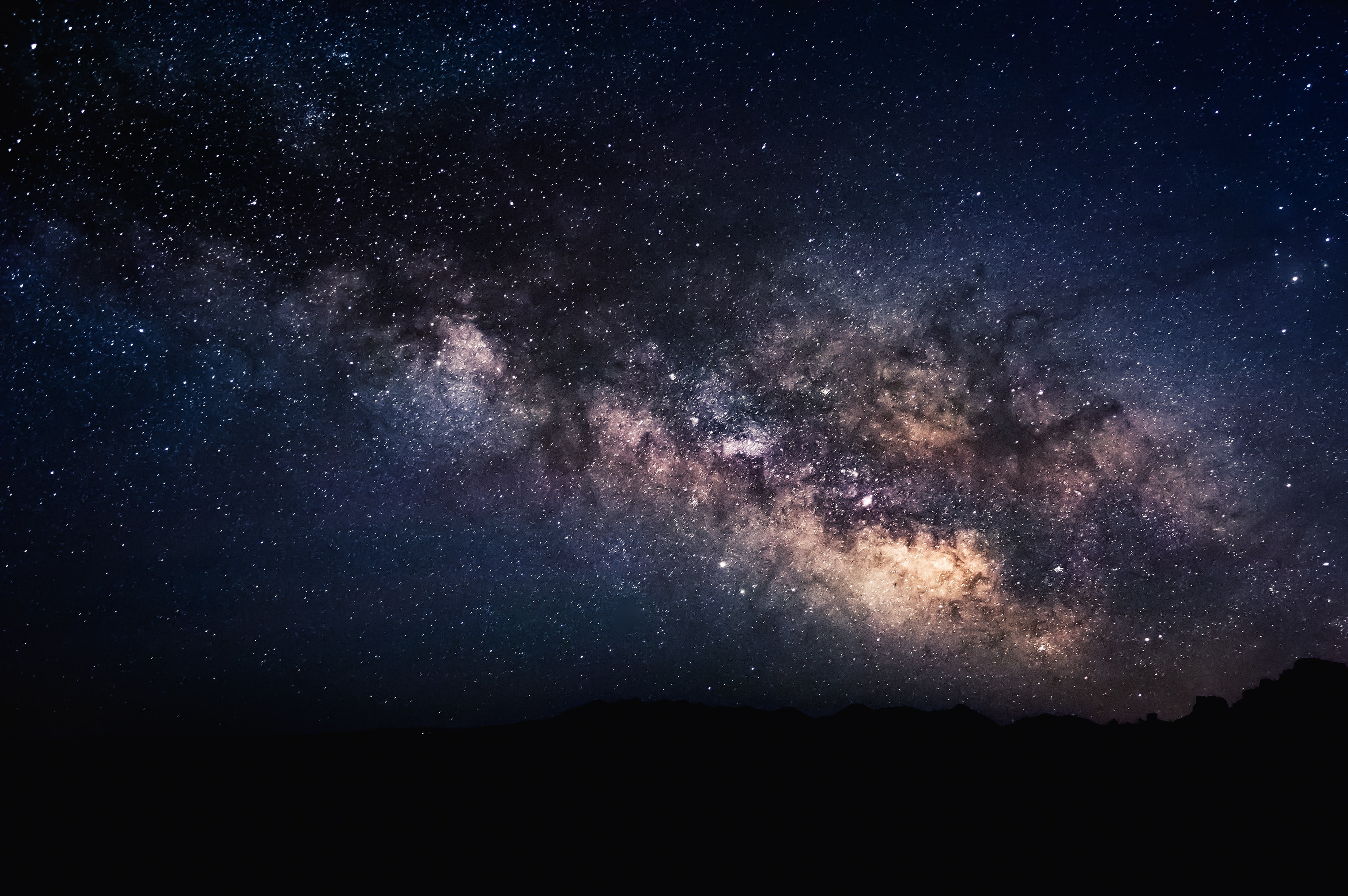Milky Way over Dark Mountains at Night HD Wallpaper