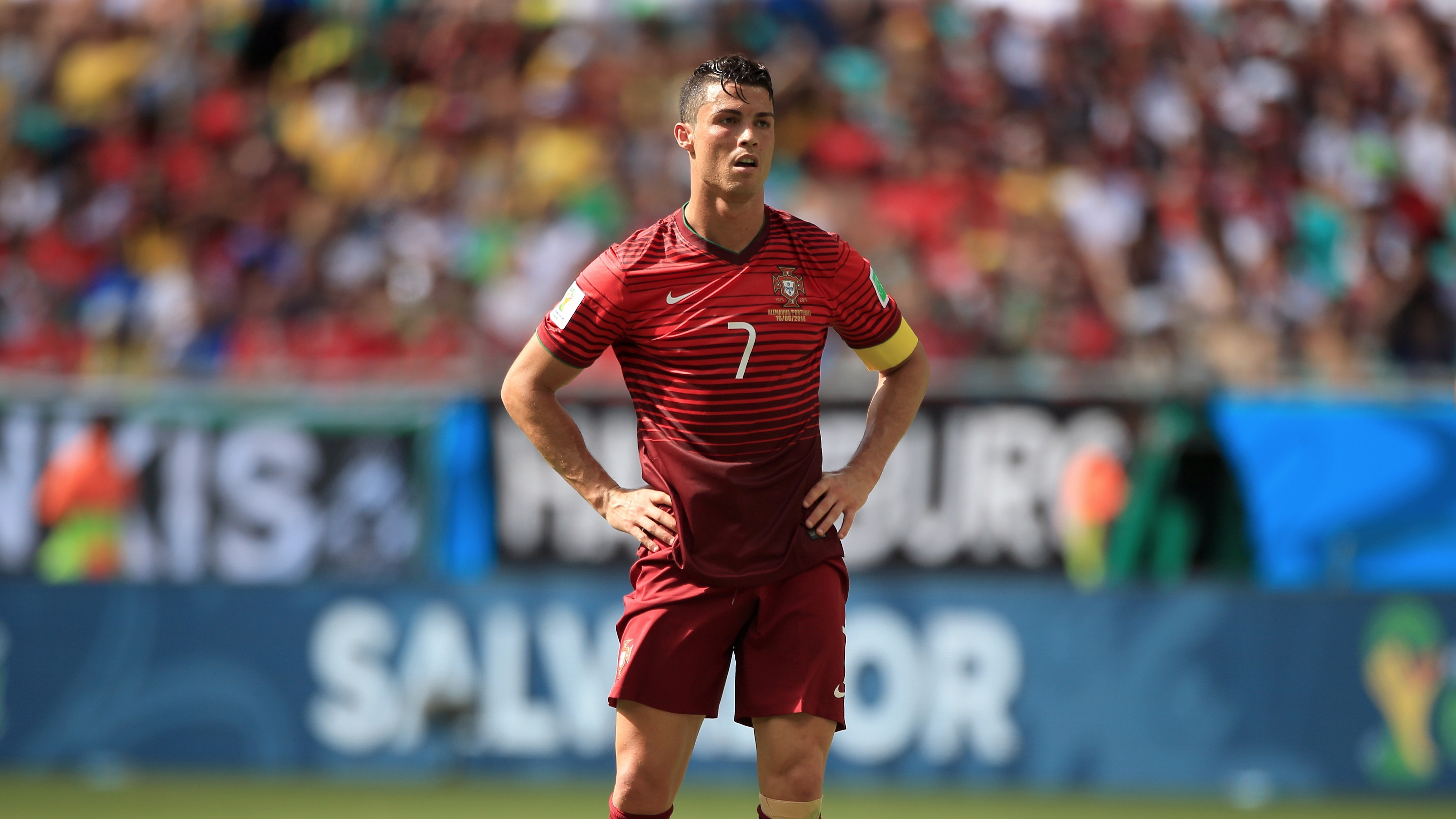 Portugal's Cristiano Ronaldo on the football pitch HD Wallpaper