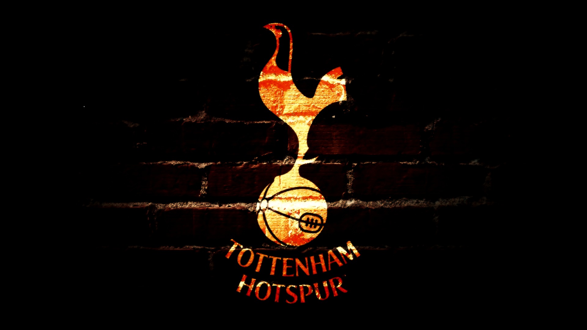 Fiery Tottenham Hotspur F.C. logo on brick wall HD Wallpaper