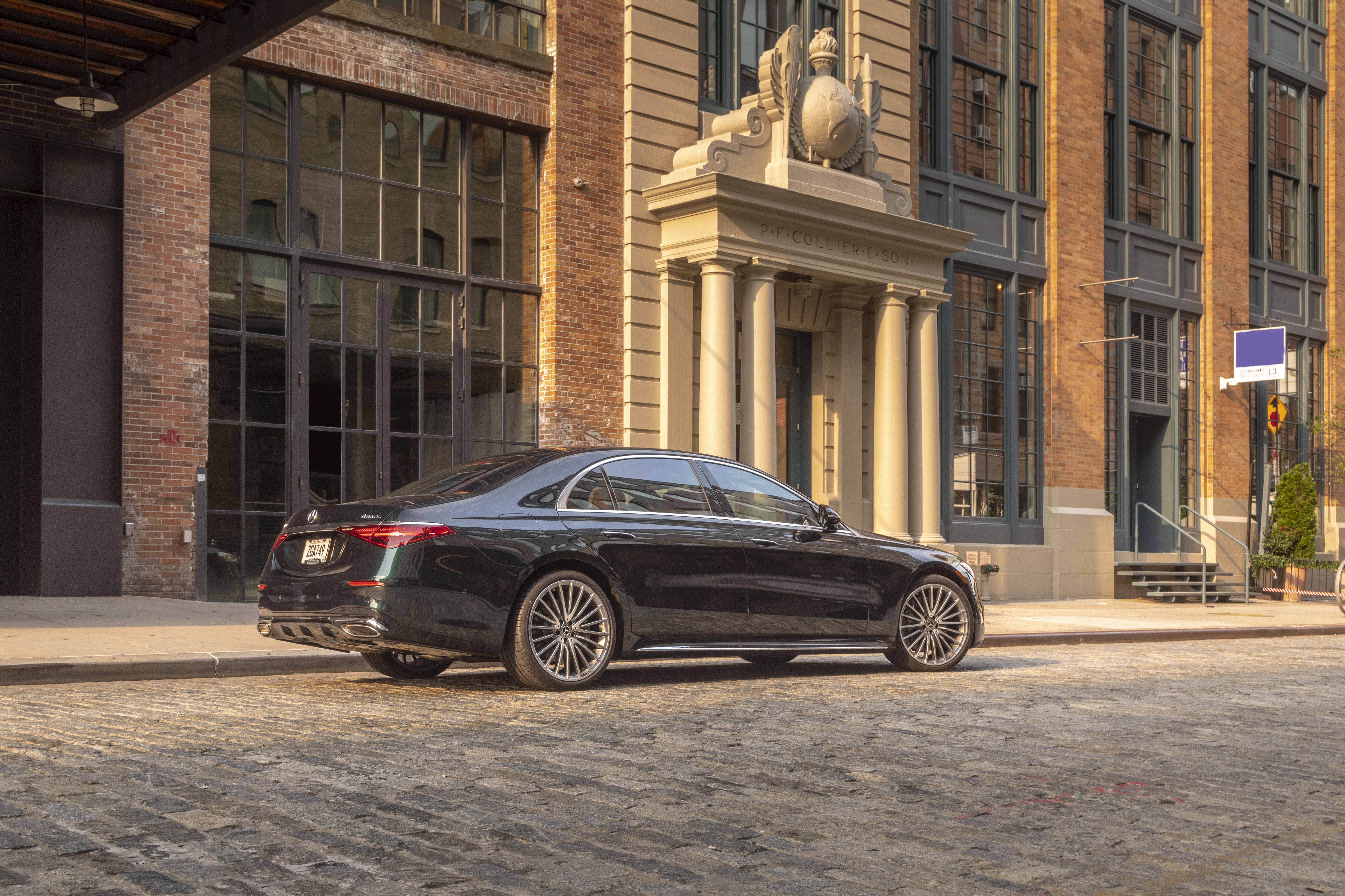 Mercedes-Benz S 500 4MATIC Luxury Car on Cobblestone Street HD Wallpaper