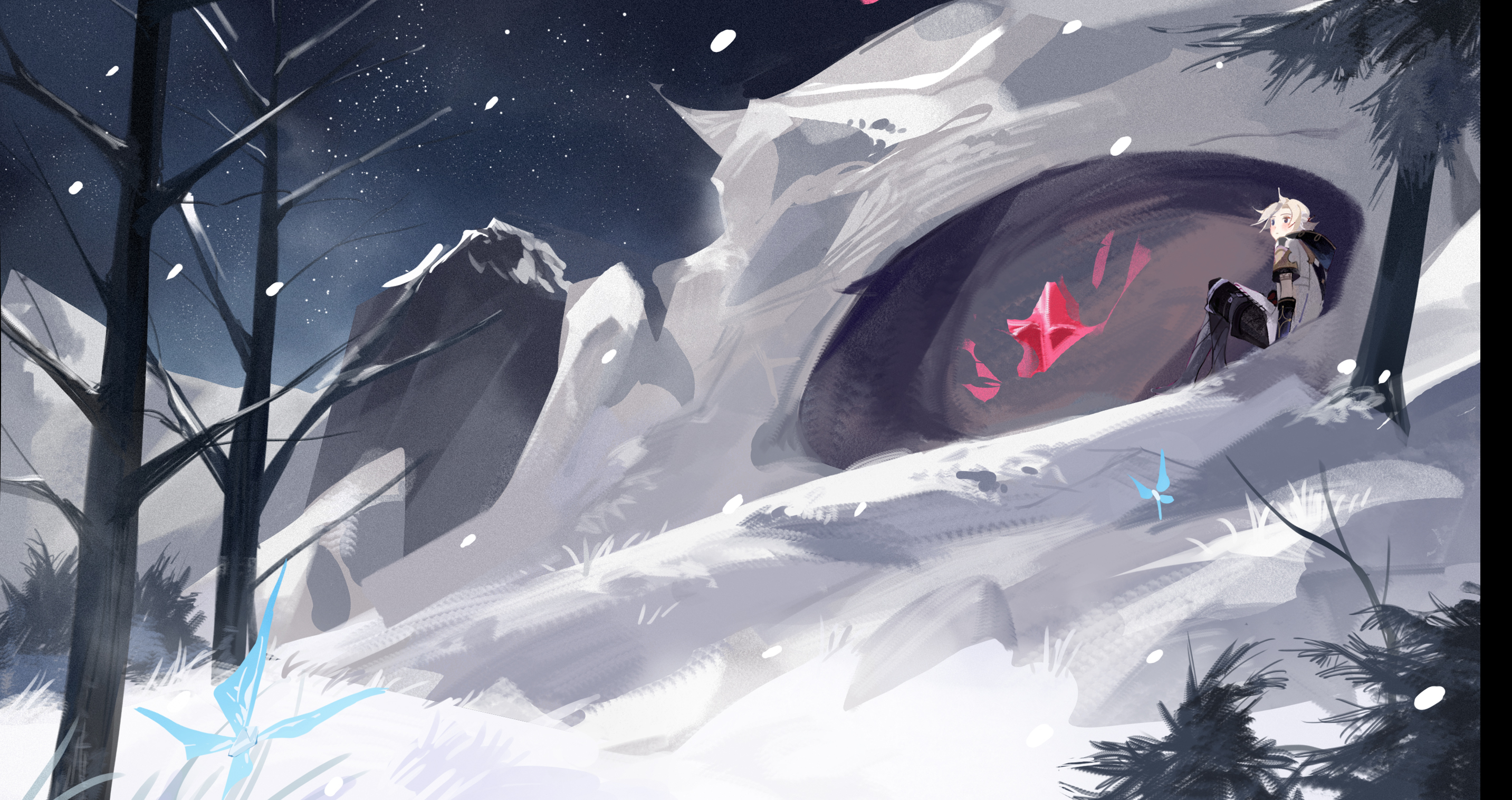 Genshin Impact Albedo in Dragonspine Winter Cave HD Wallpaper